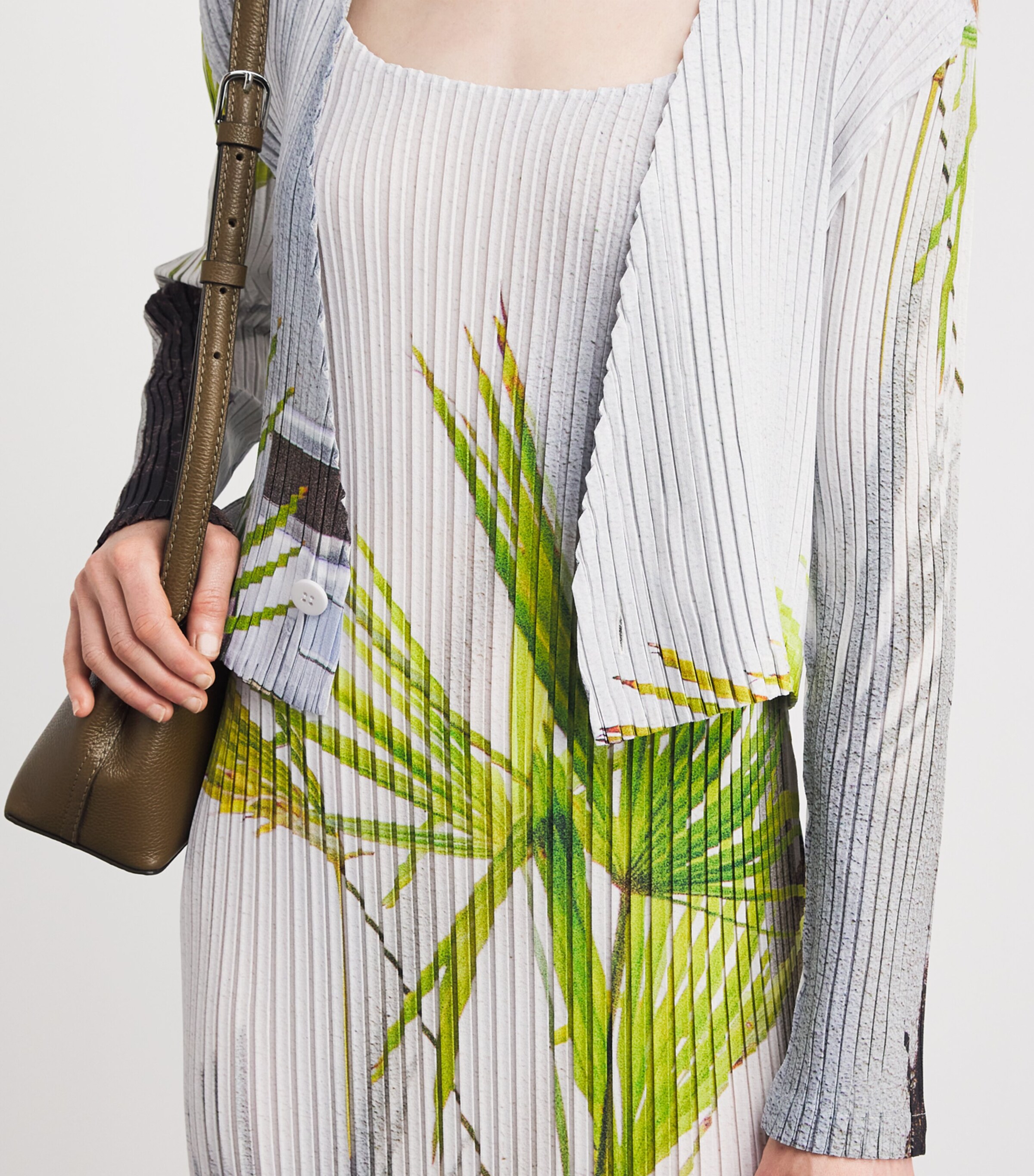 Issey Miyake Womens Urban Jungle Pleats Cardigan White Hued Image 3