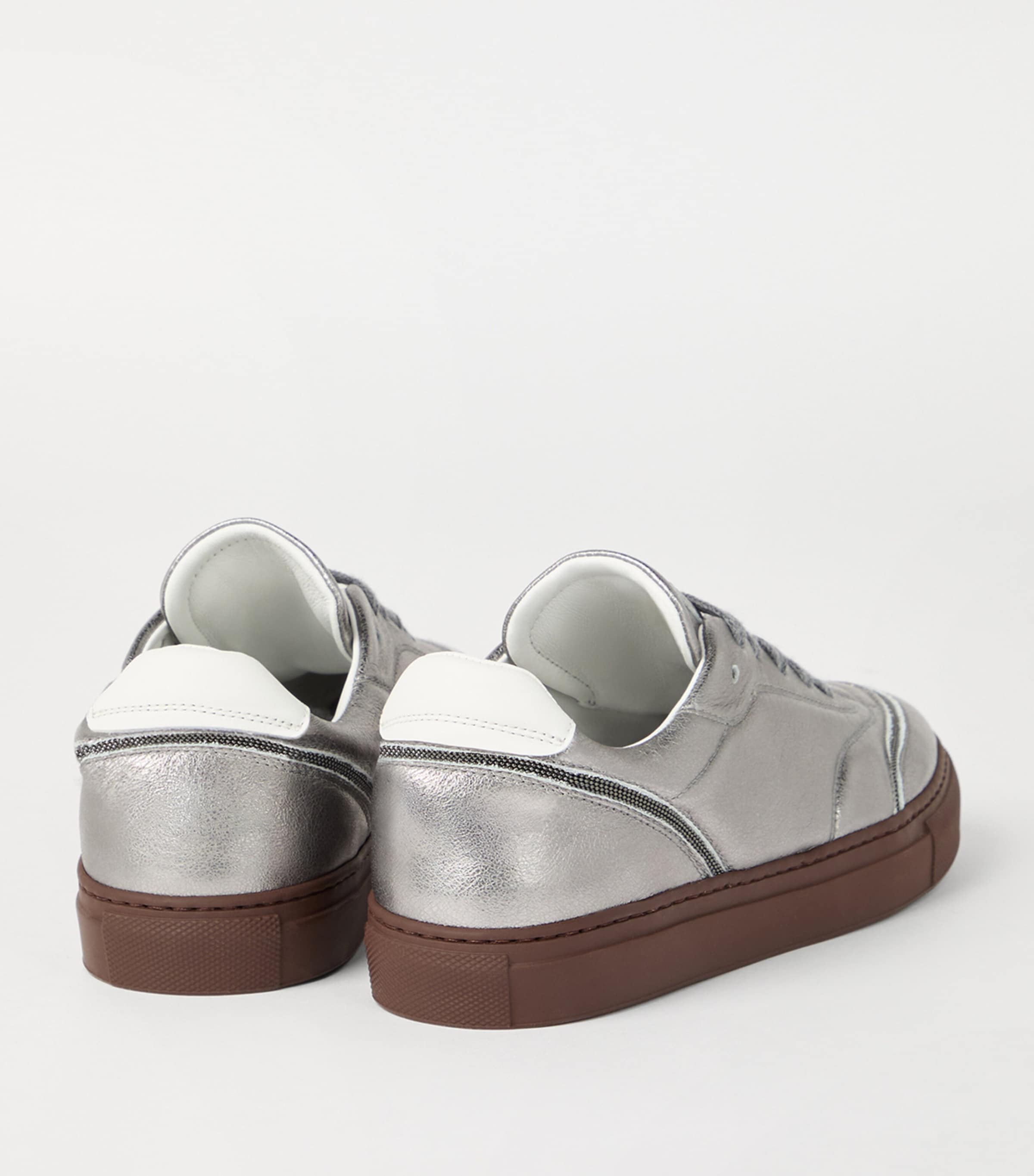 Leather Lamé Monili-Trim Sneakers C9105 Image 4