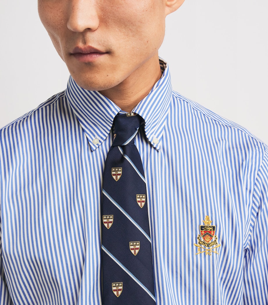 Cotton Poplin Stripe Crest Shirt BLUE Image 6