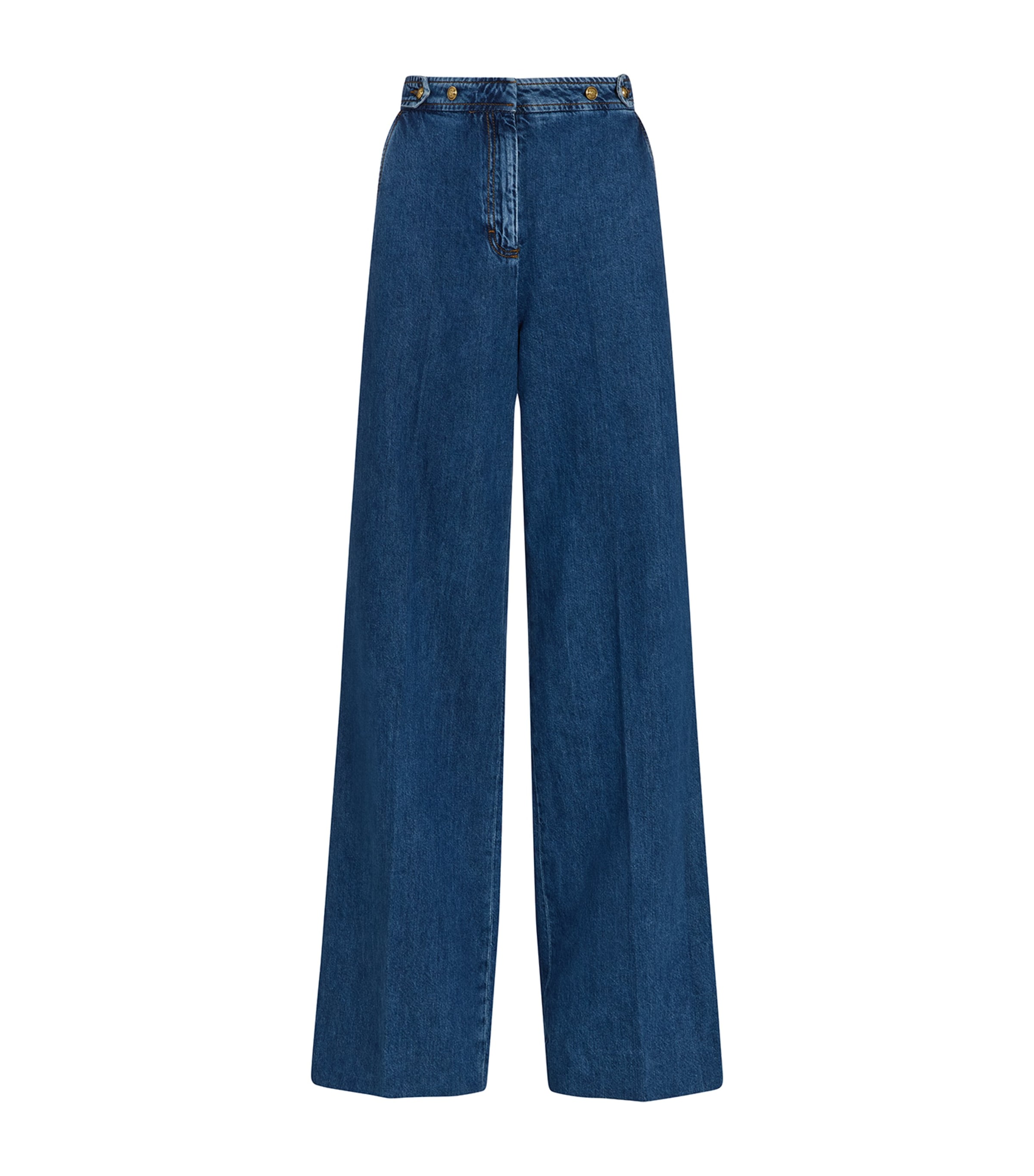 Sandro Button-waist Wide-leg Jeans In Blue