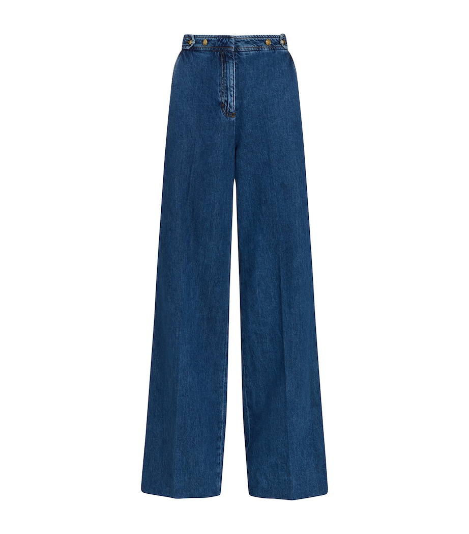 Button-Waist Wide-Leg Jeans BLUE JEAN Image 1