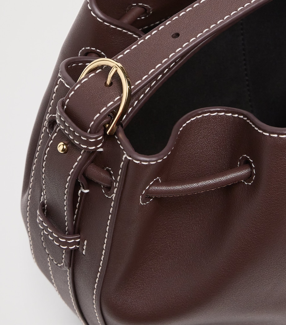 Leather Alvan Bucket Bag BURGUNDY Image 4