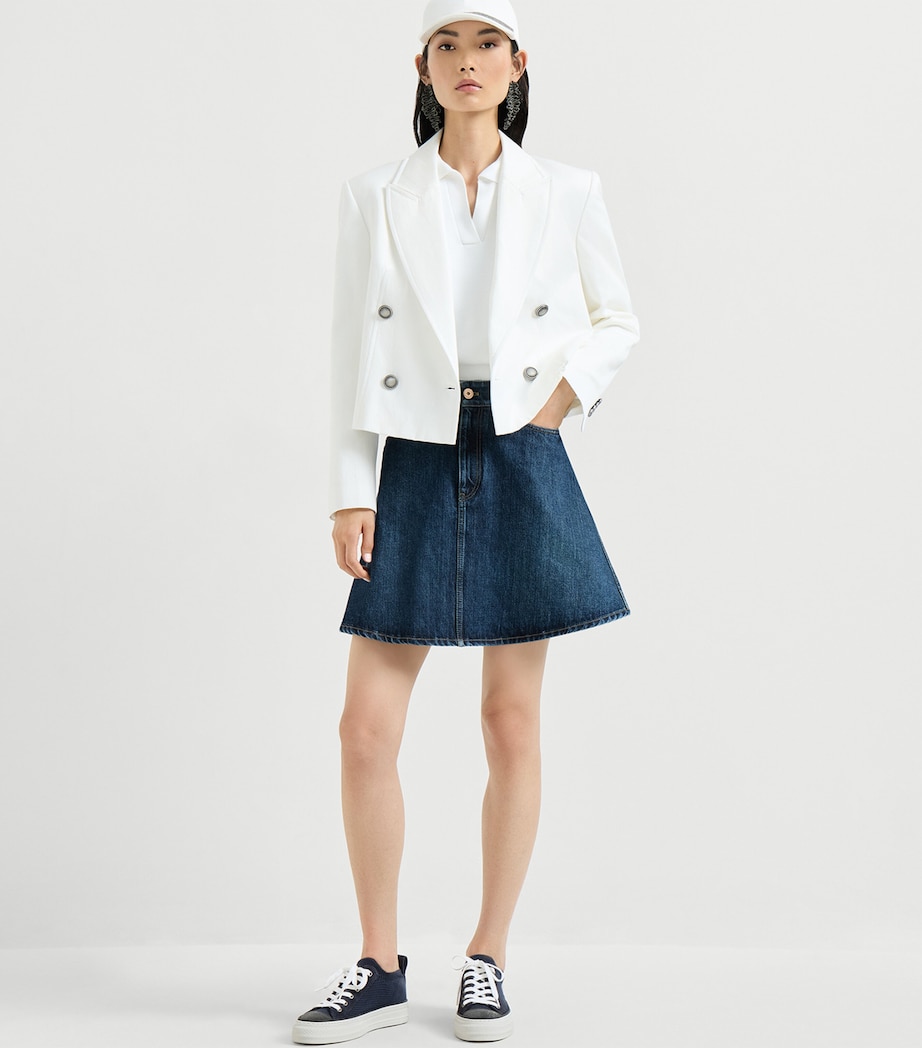 Brunello Cucinelli Womens Cotton-Paper Yarn Cropped Blazer Image 2