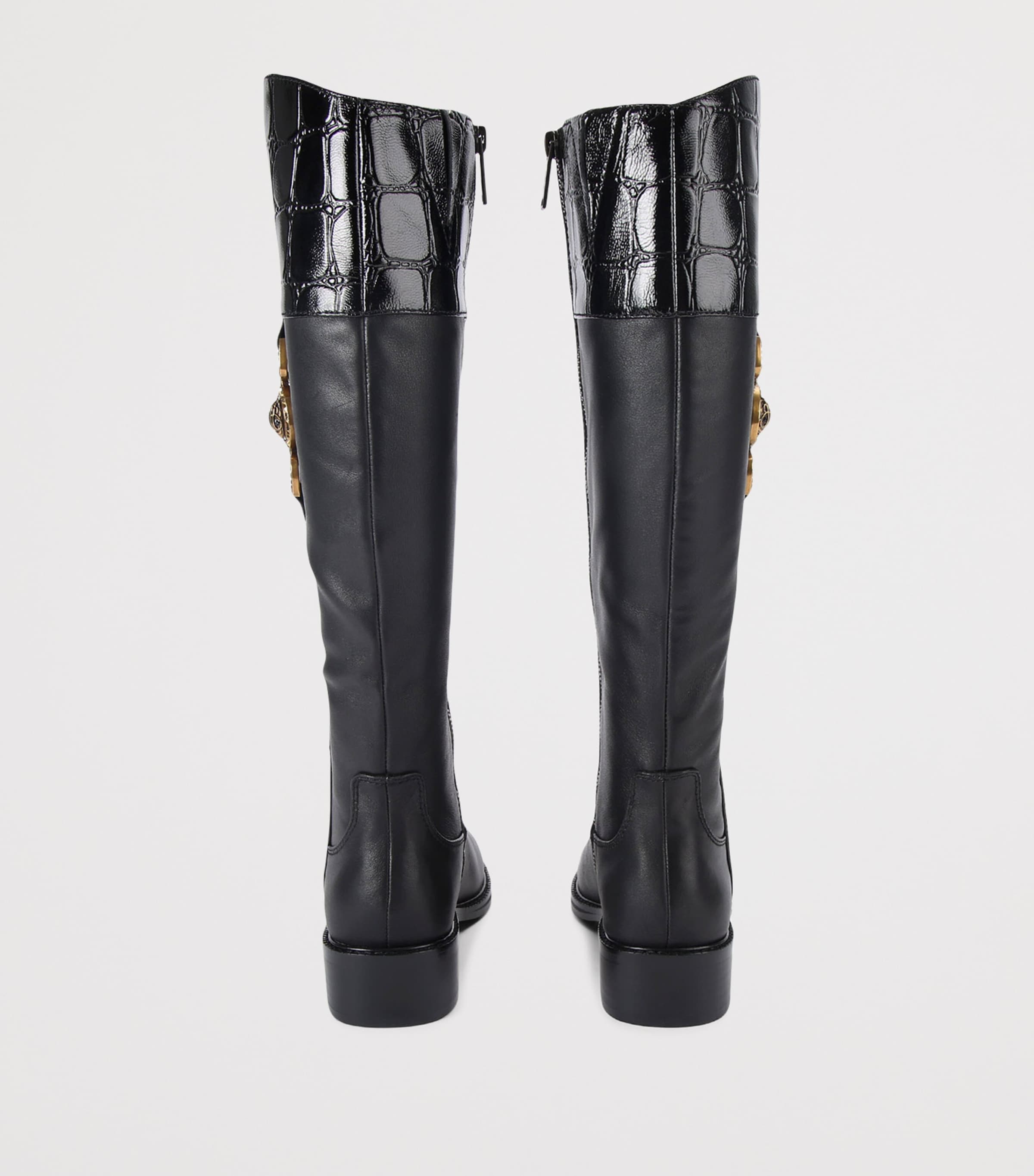 Leather Mansion Knee-High Boots BLACK Image 2