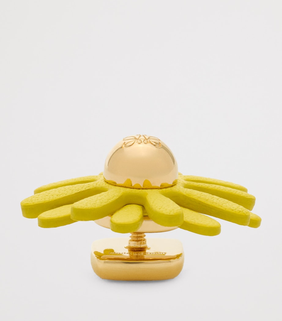 x Paula's Ibiza Leather-Trim Flower Pin YELLOW Image 2