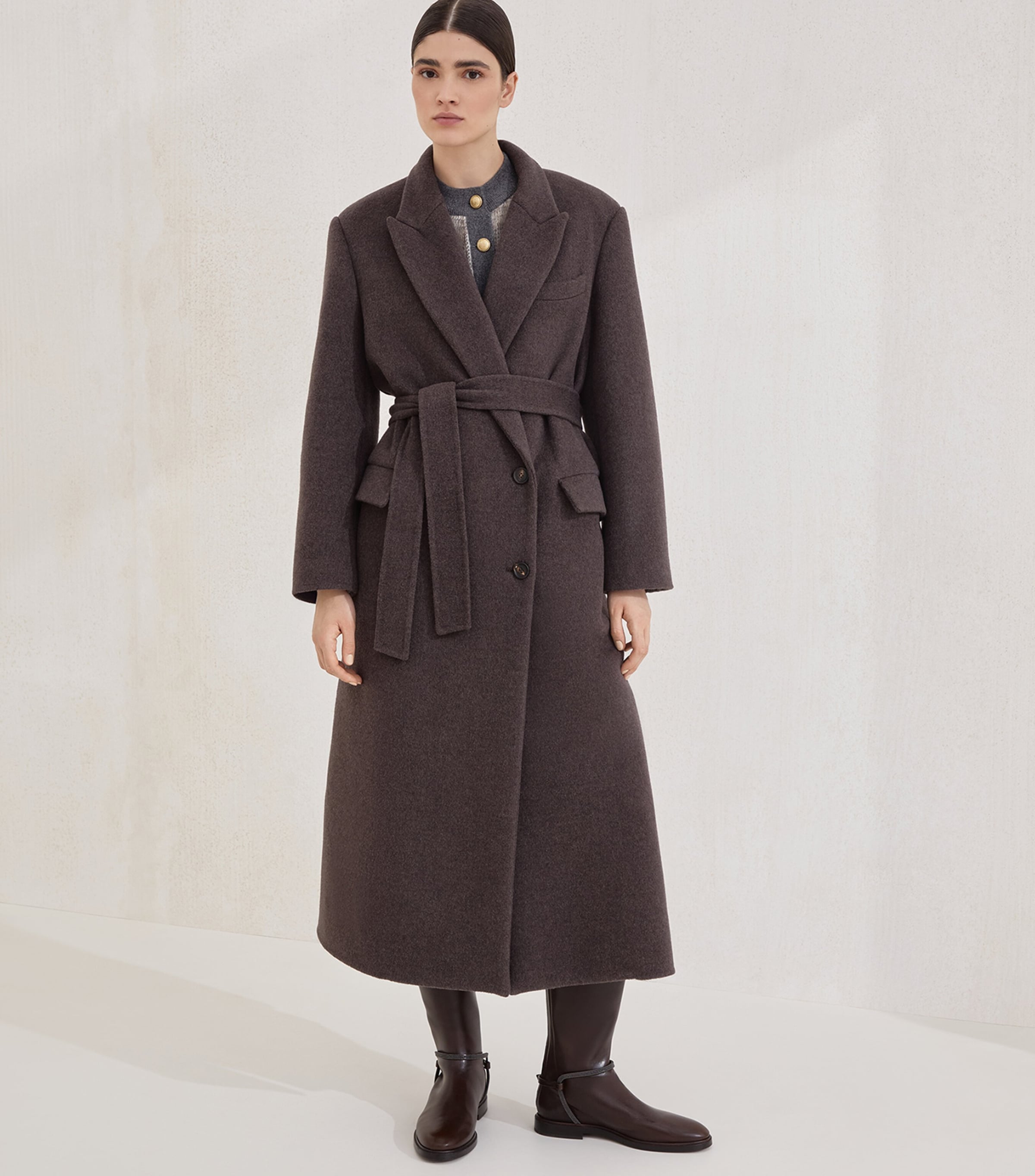 Virgin Wool-Cashmere Belted Trench Coat C017 Image 2
