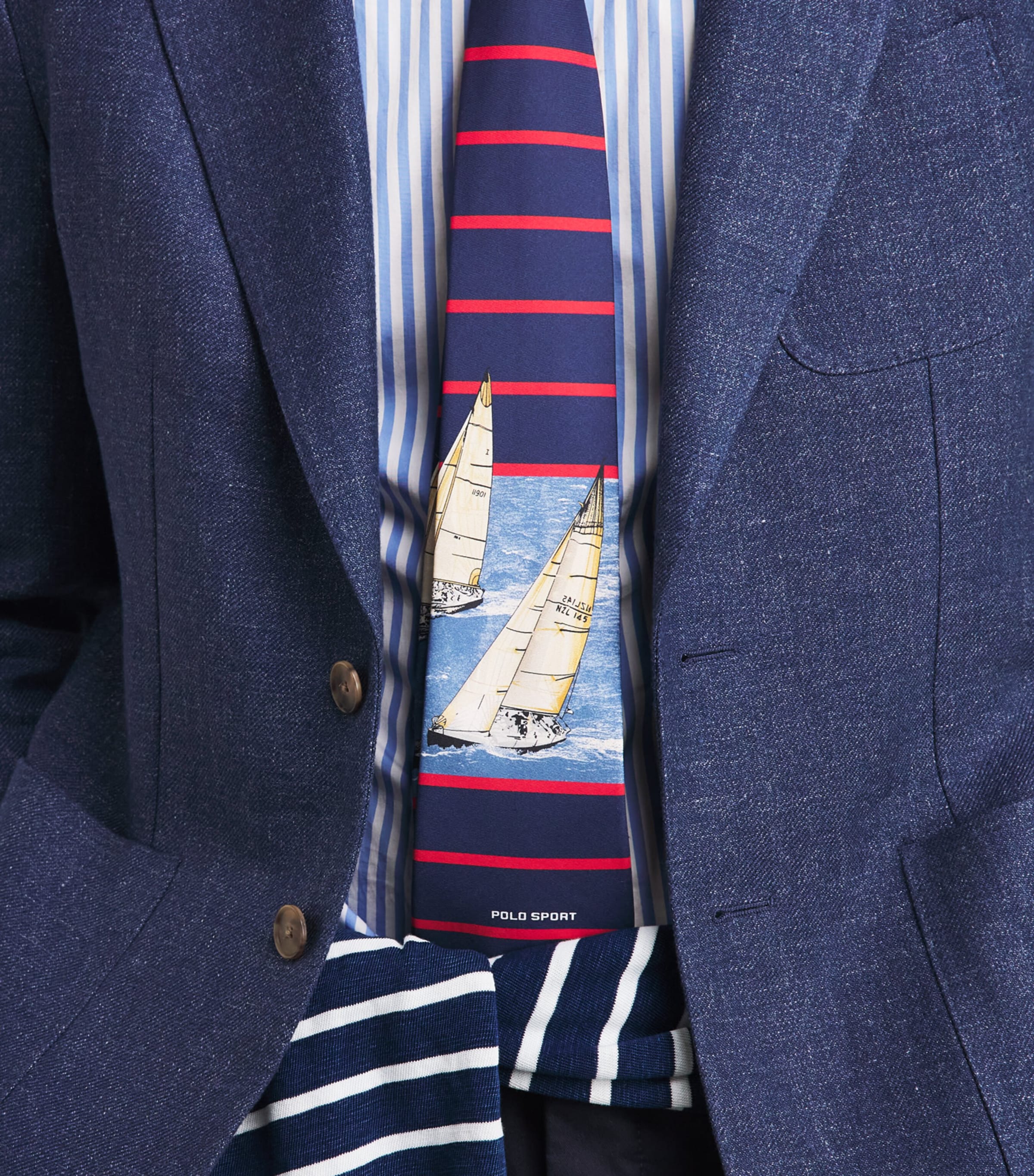 Polo Ralph Lauren Silk Stripe Sailboat Tie Navy Image 3