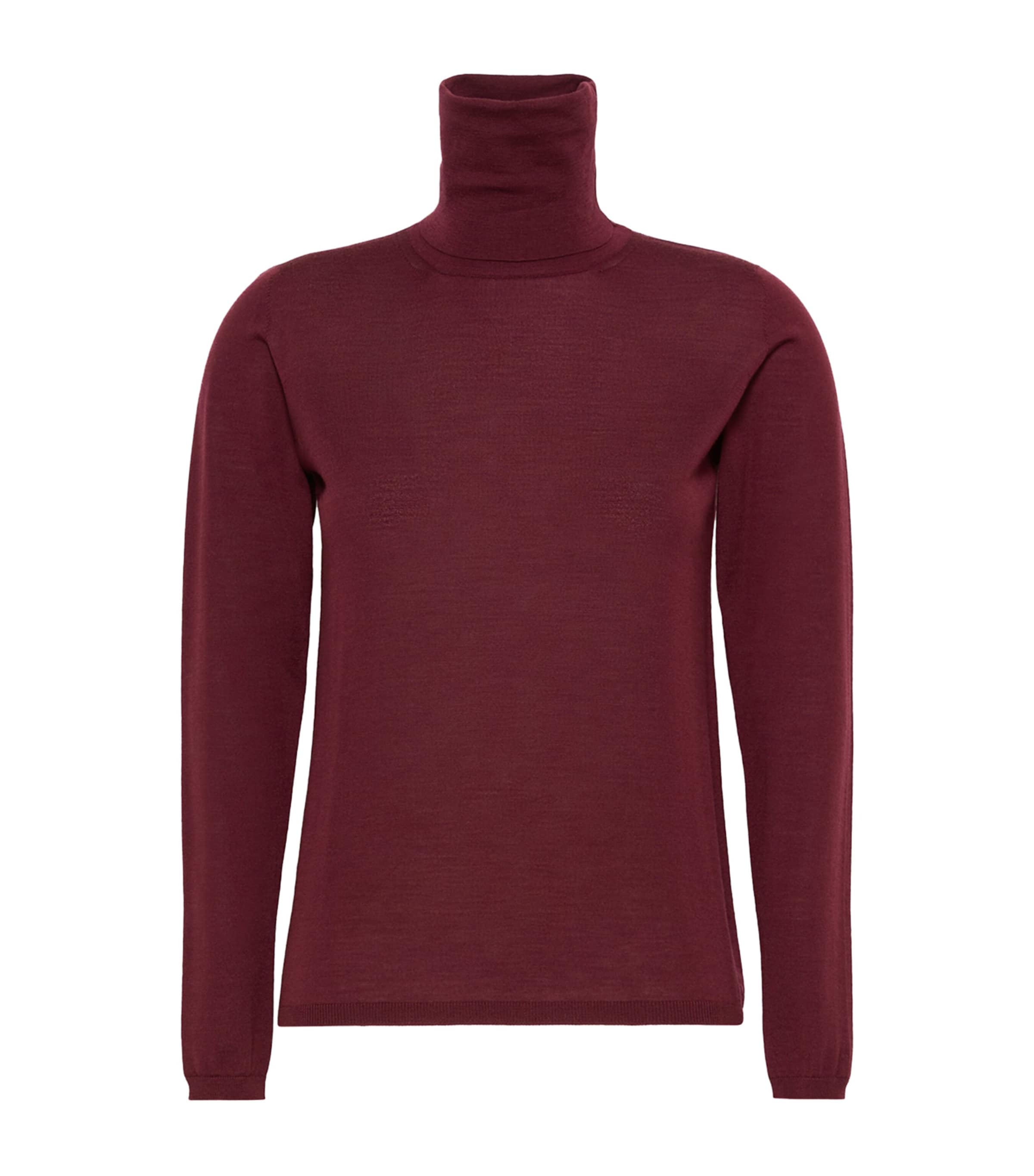 Max Mara Womens Virgin Wool Rollneck Sweater Red Purple Image 1