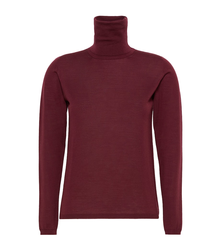 Max Mara Womens Virgin Wool Rollneck Sweater Red Purple Image 1