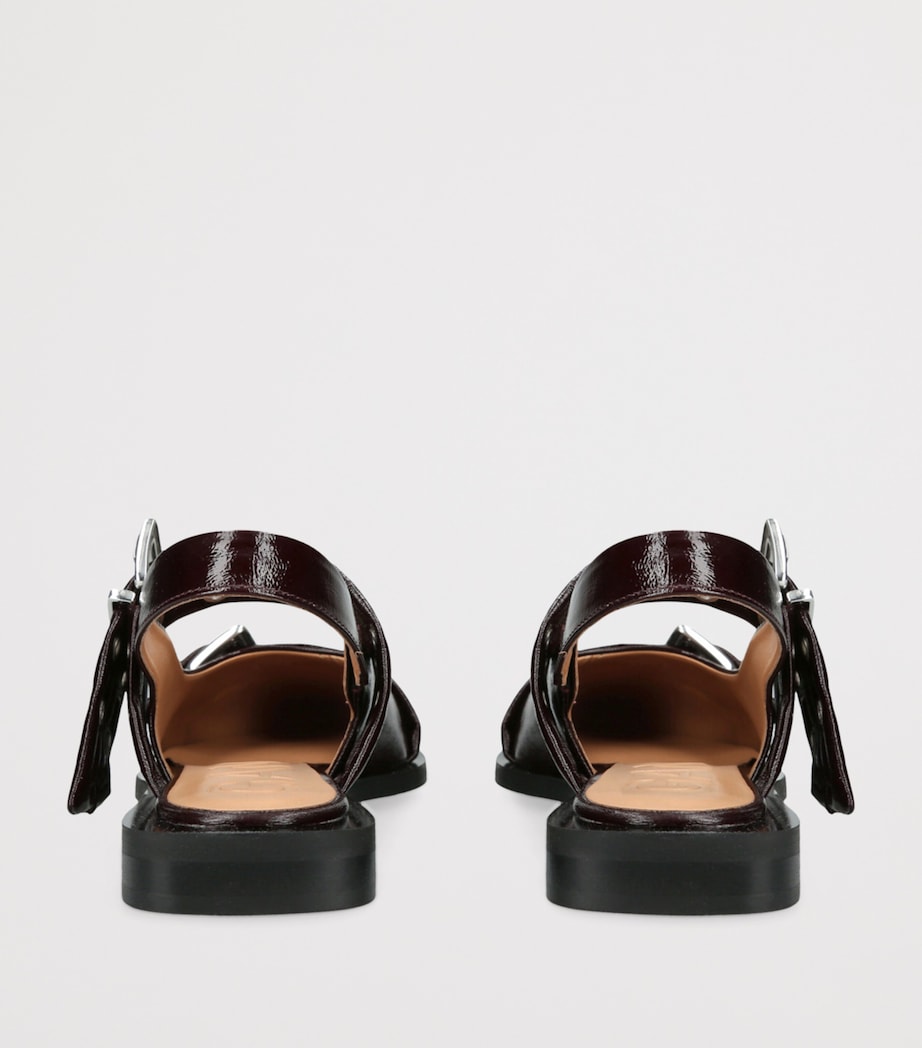 Leather Buckle Ballet Flats RED/DARK Image 2