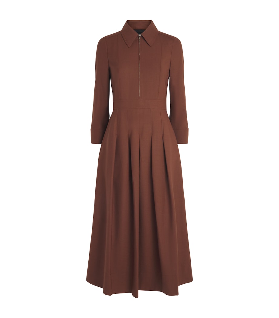 ME+EM Womens Zipped Fit and Flare Midi Dress Deep Pecan Brown Image 1