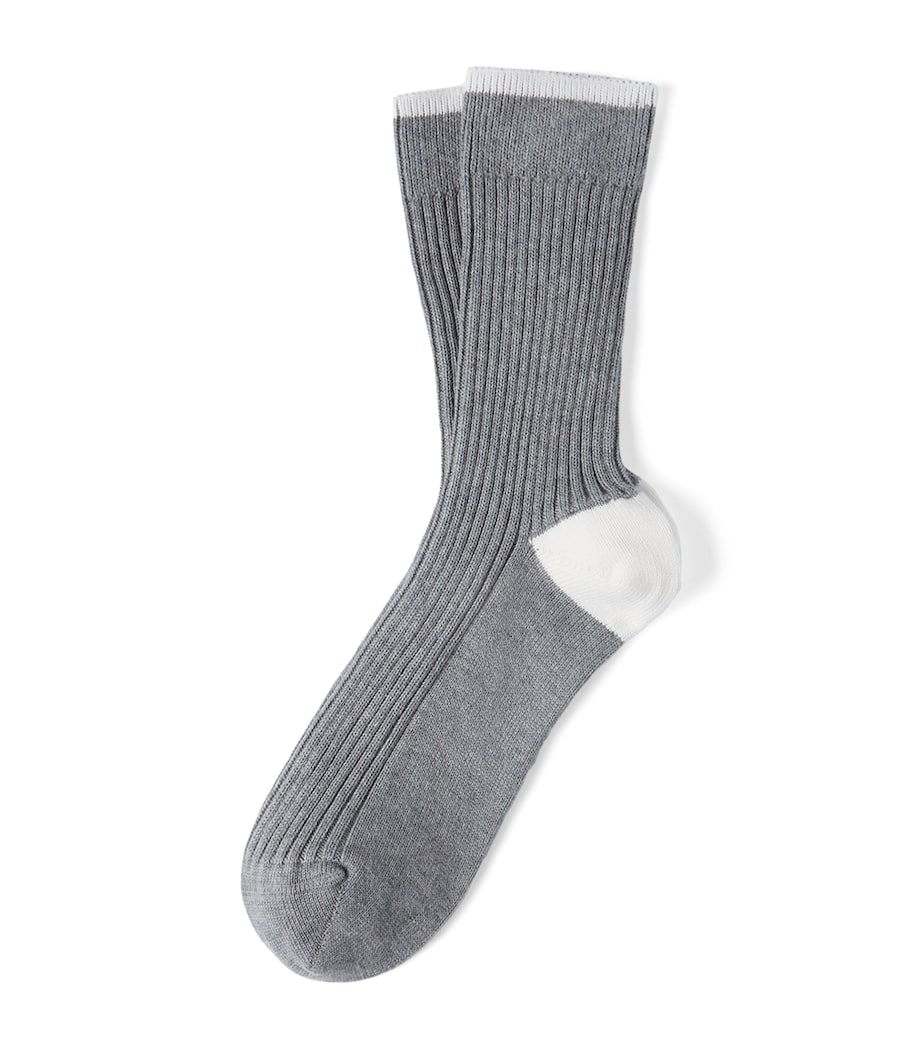 Brunello Cucinelli Mens Cotton Ribbed Socks Image 1