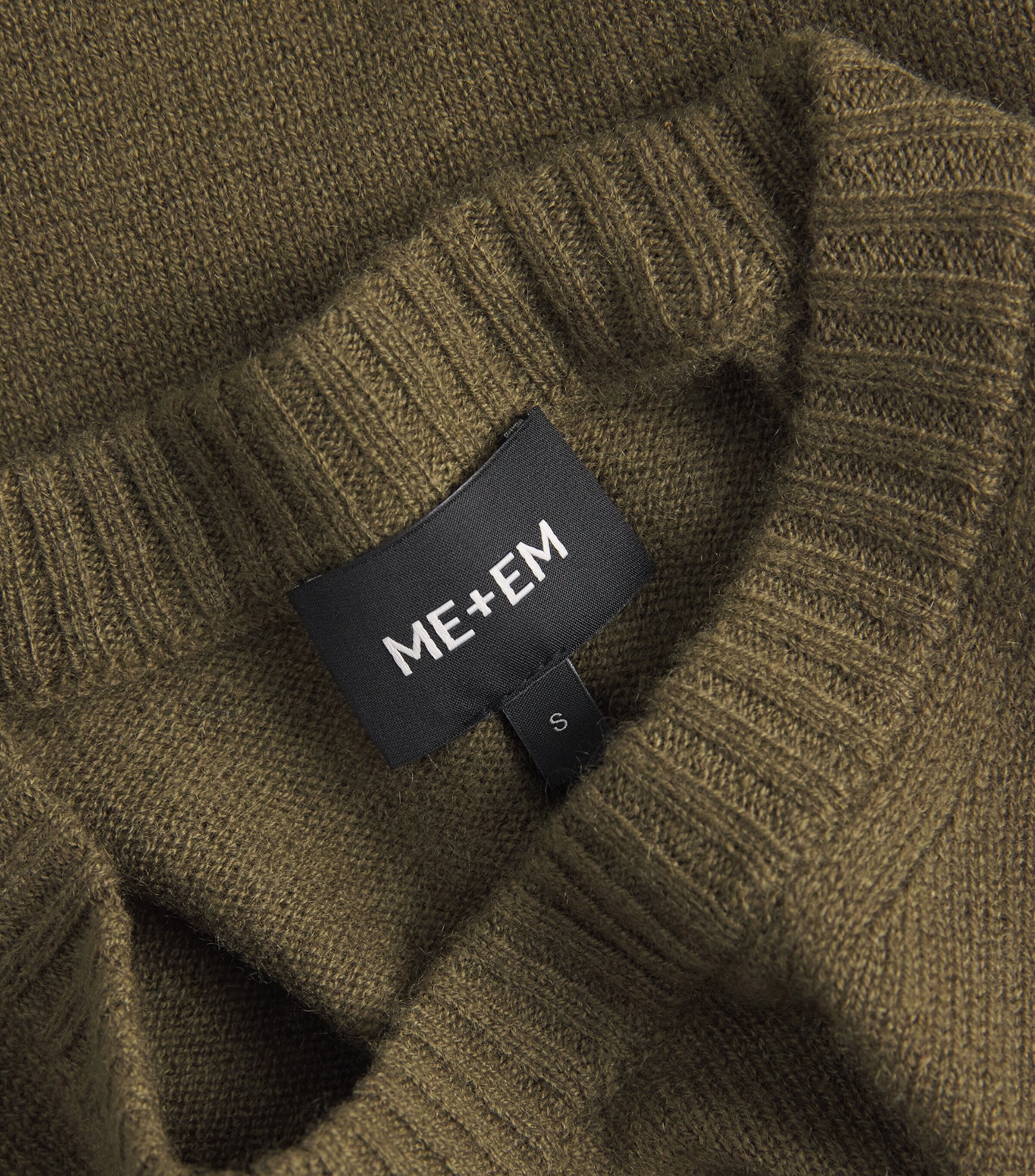 ME+EM Womens Cashmere Shrunken Baby T-Shirt Olive Green Image 6