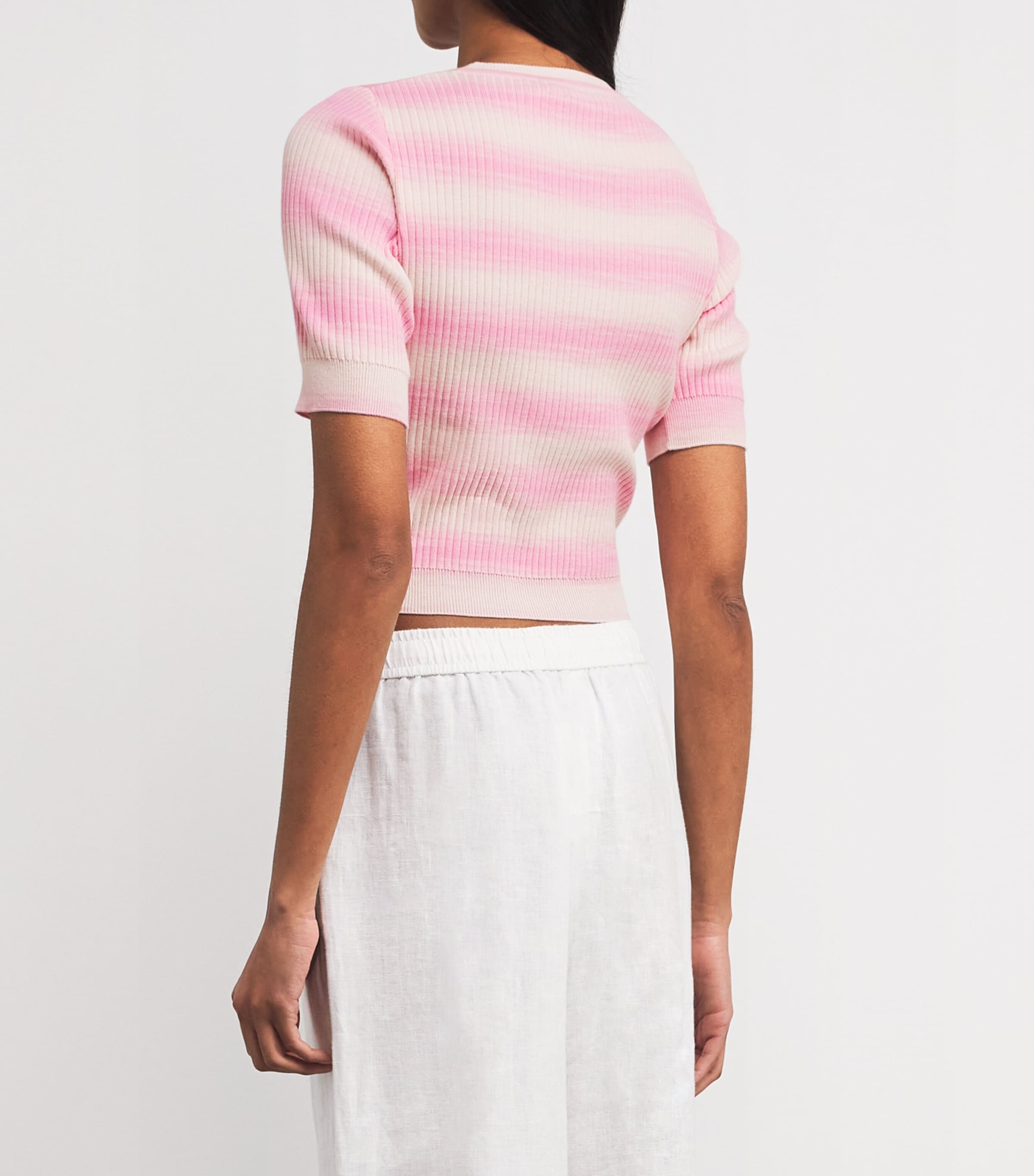 Cotton-Blend Stripe Crop Top VAR 336 BUBBLGM PINK Image 4