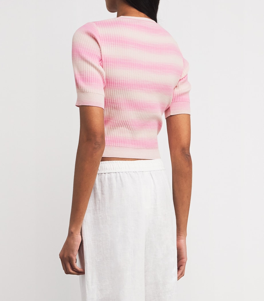 Cotton-Blend Stripe Crop Top VAR 336 BUBBLGM PINK Image 4