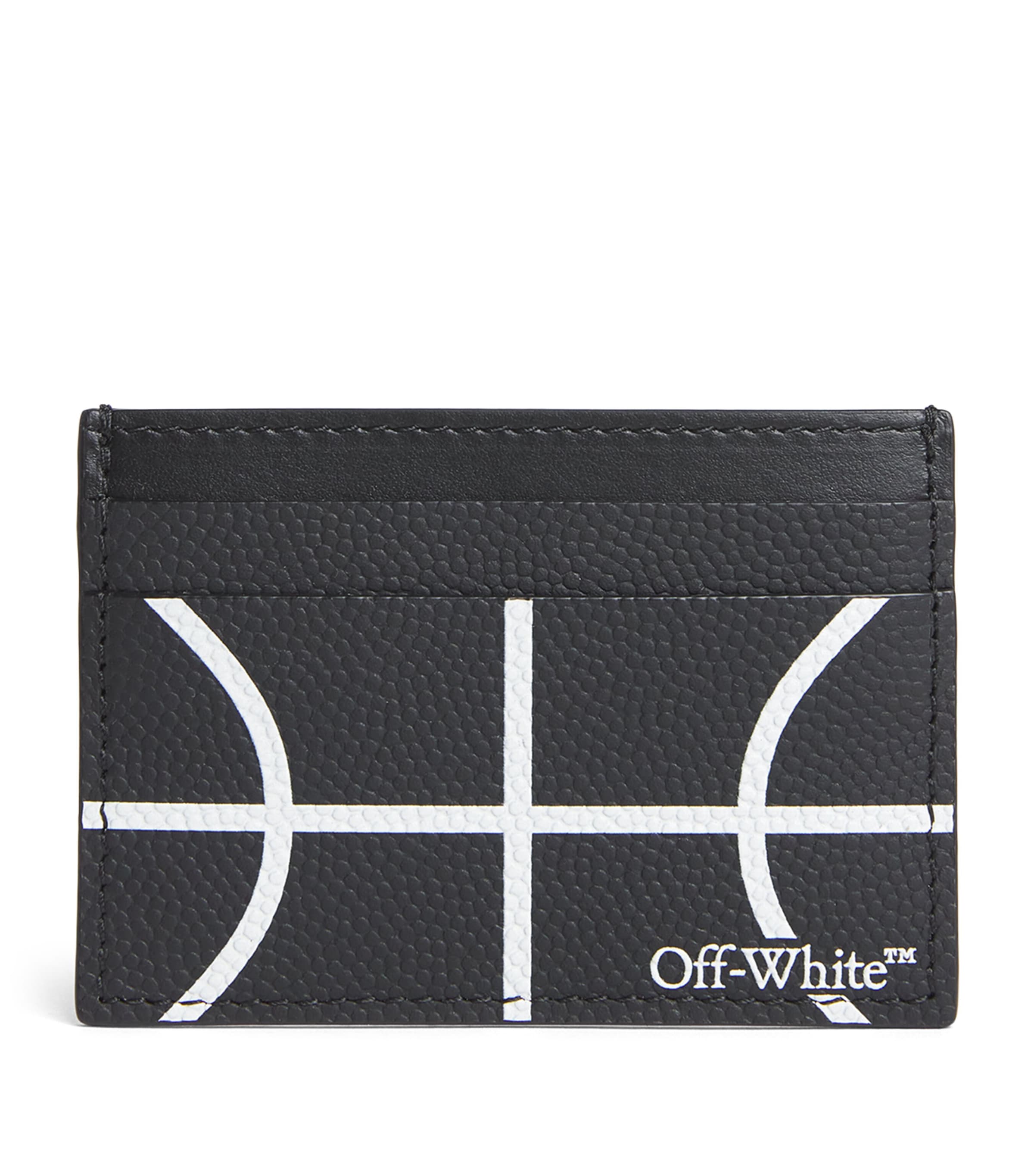 Off-white Leather Basketball Card Holder In Black