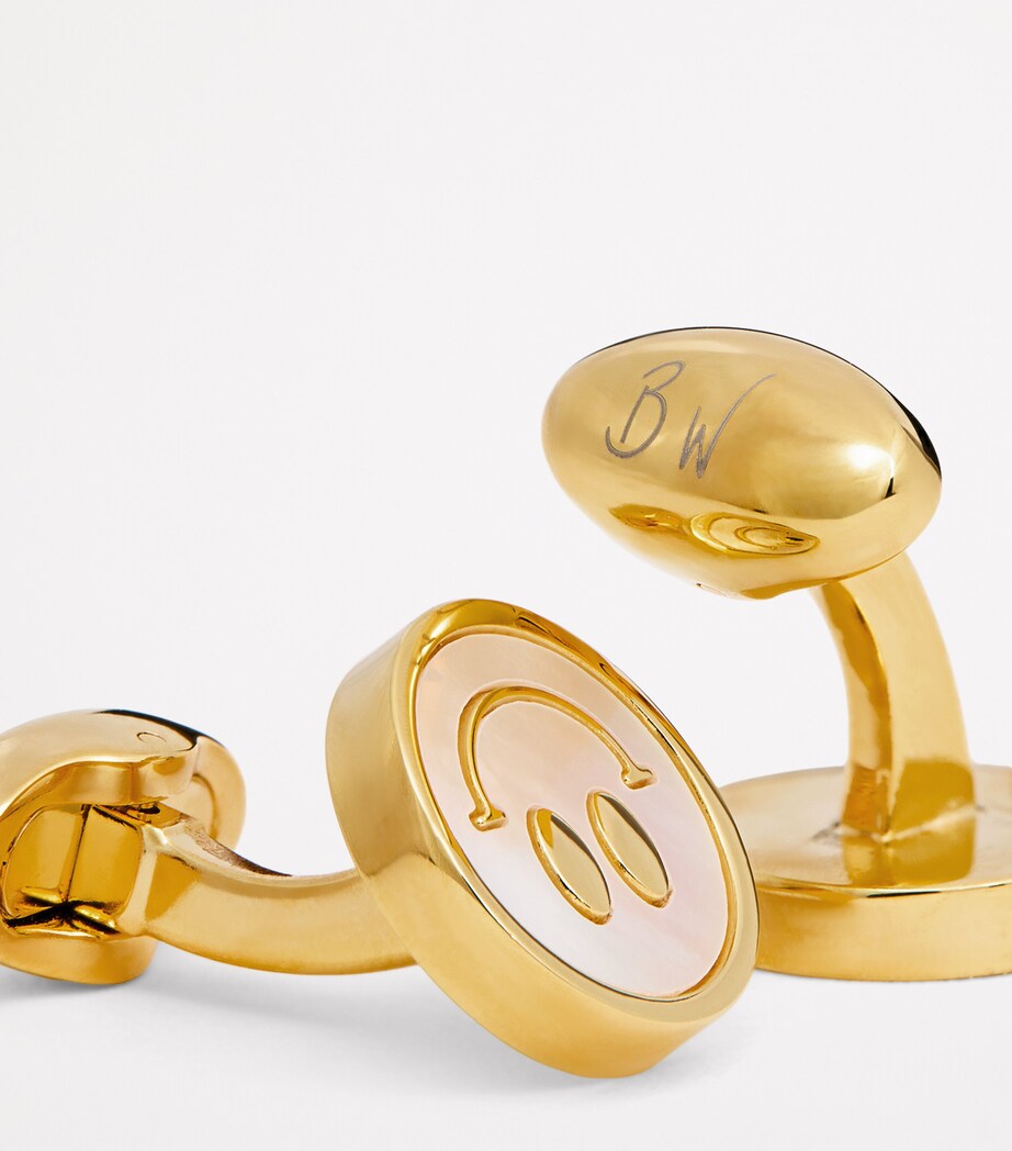 Babette Wasserman Gold-Plated Smiley Face Cufflinks Gold Image 5