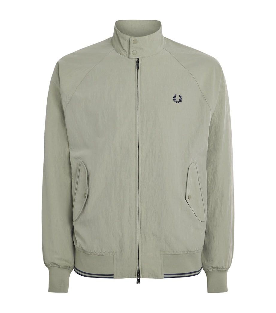 Fred Perry Mens Crinkle Harrington Jacket Seagrass Image 1