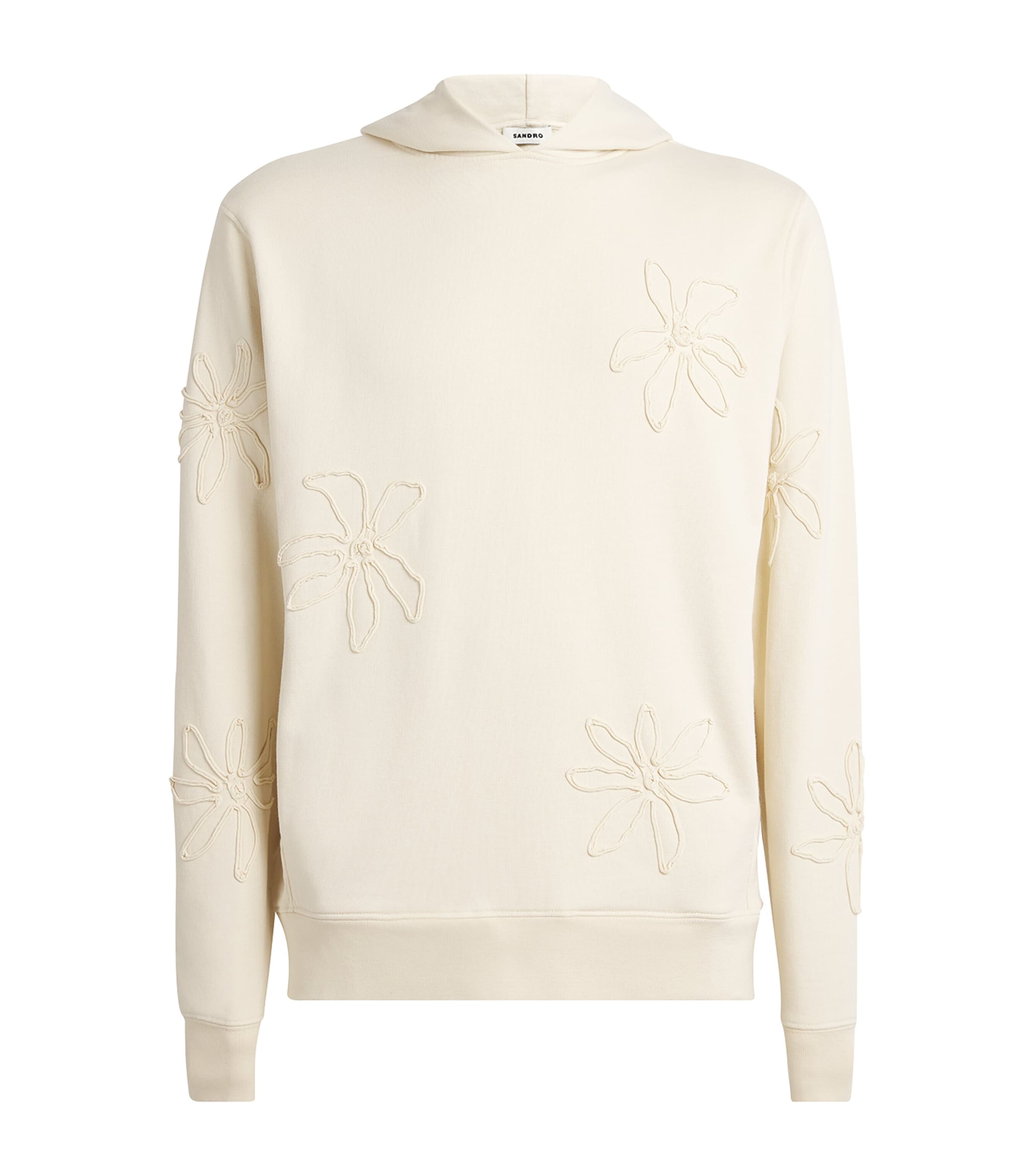 Sandro Cotton Flower Hoodie In Beige