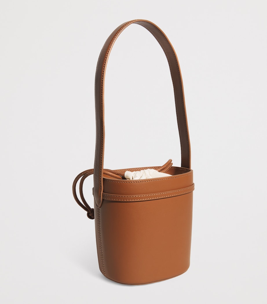 Leather Bow Bucket Bag TAN Image 3