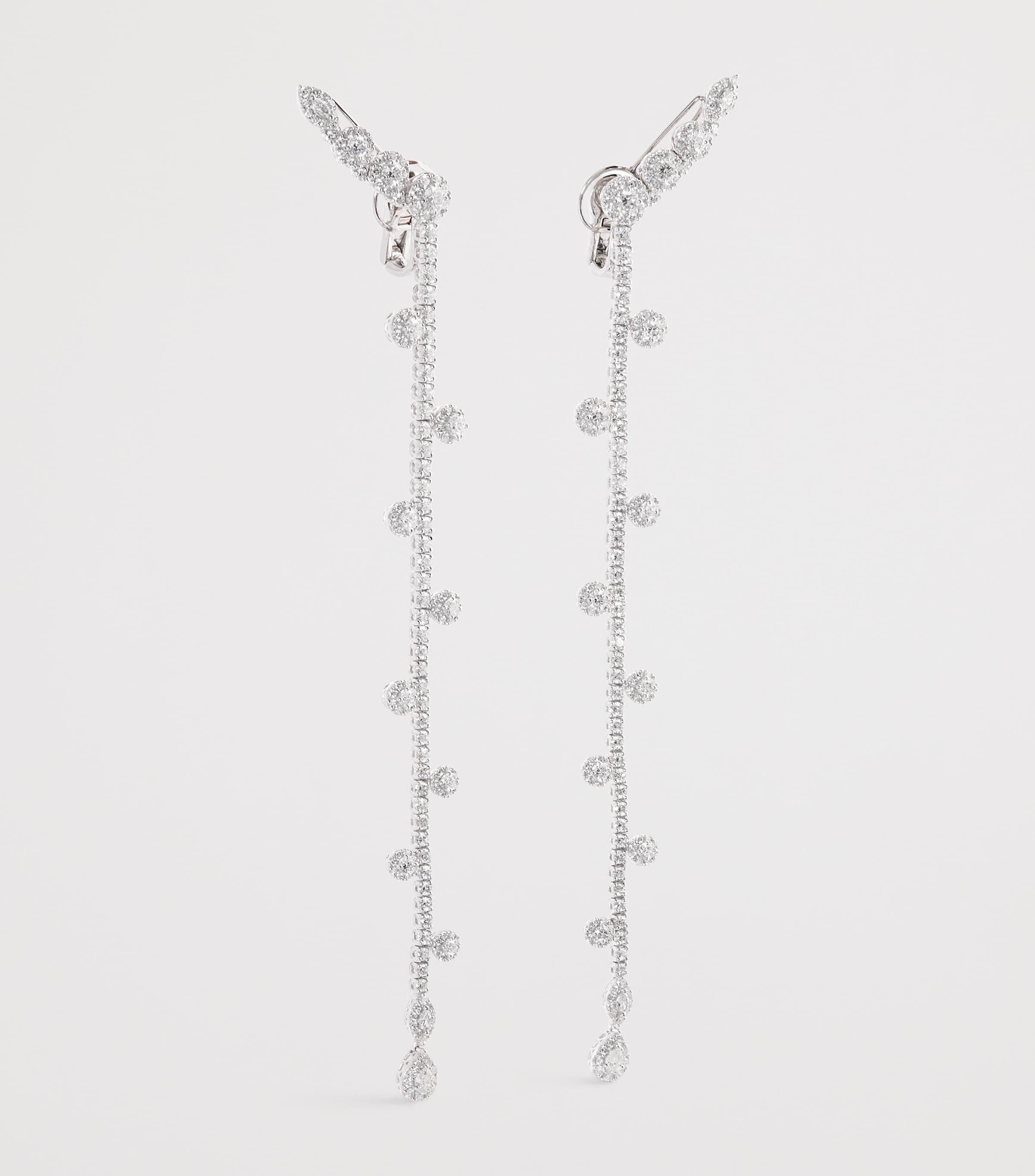 White Gold and Diamond Y-Couture Drop Earrings WHITE GOLD Image 3