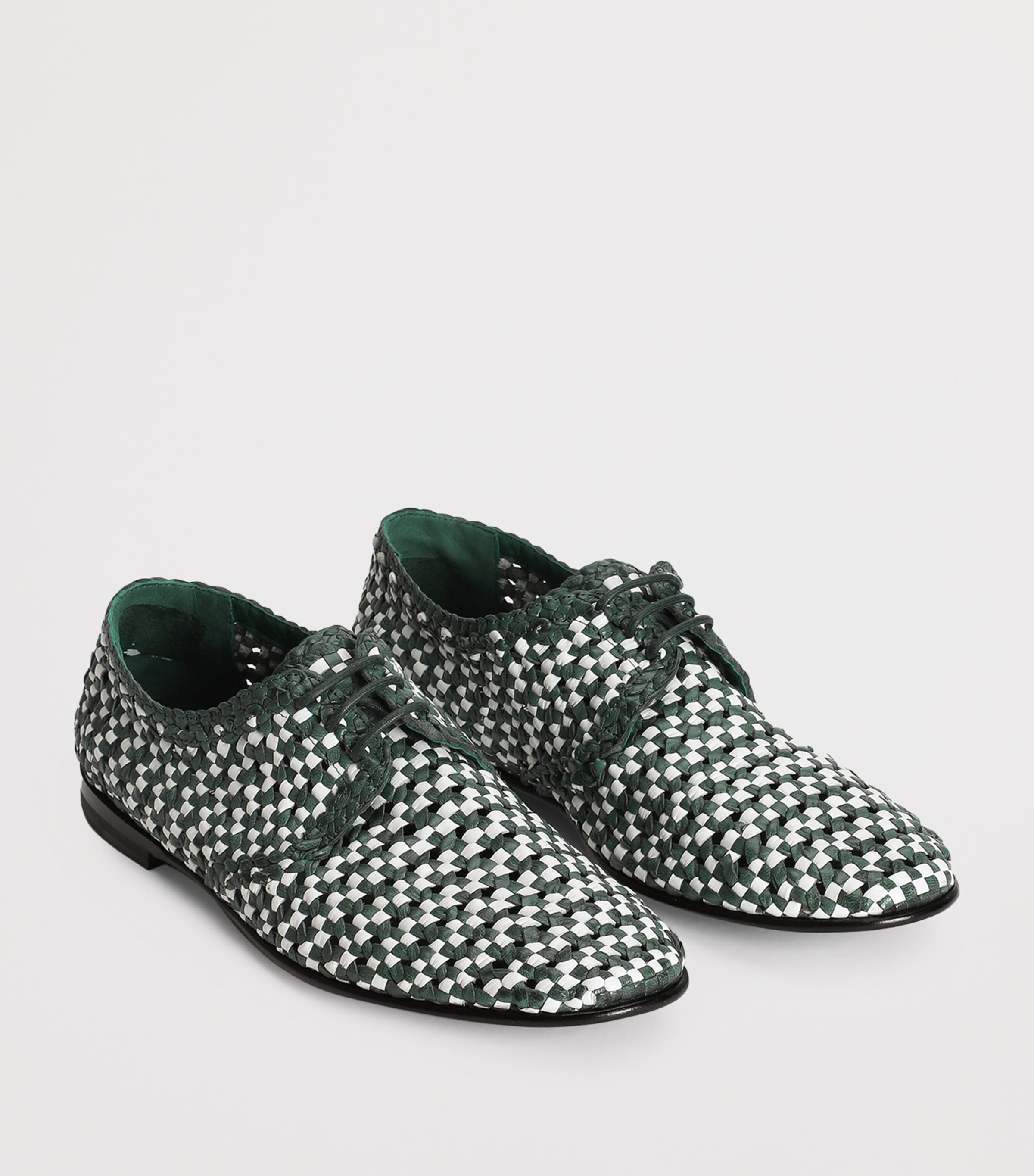 Goatskin Woven Derby Shoes 8B918-WHITE/GREEN Image 2
