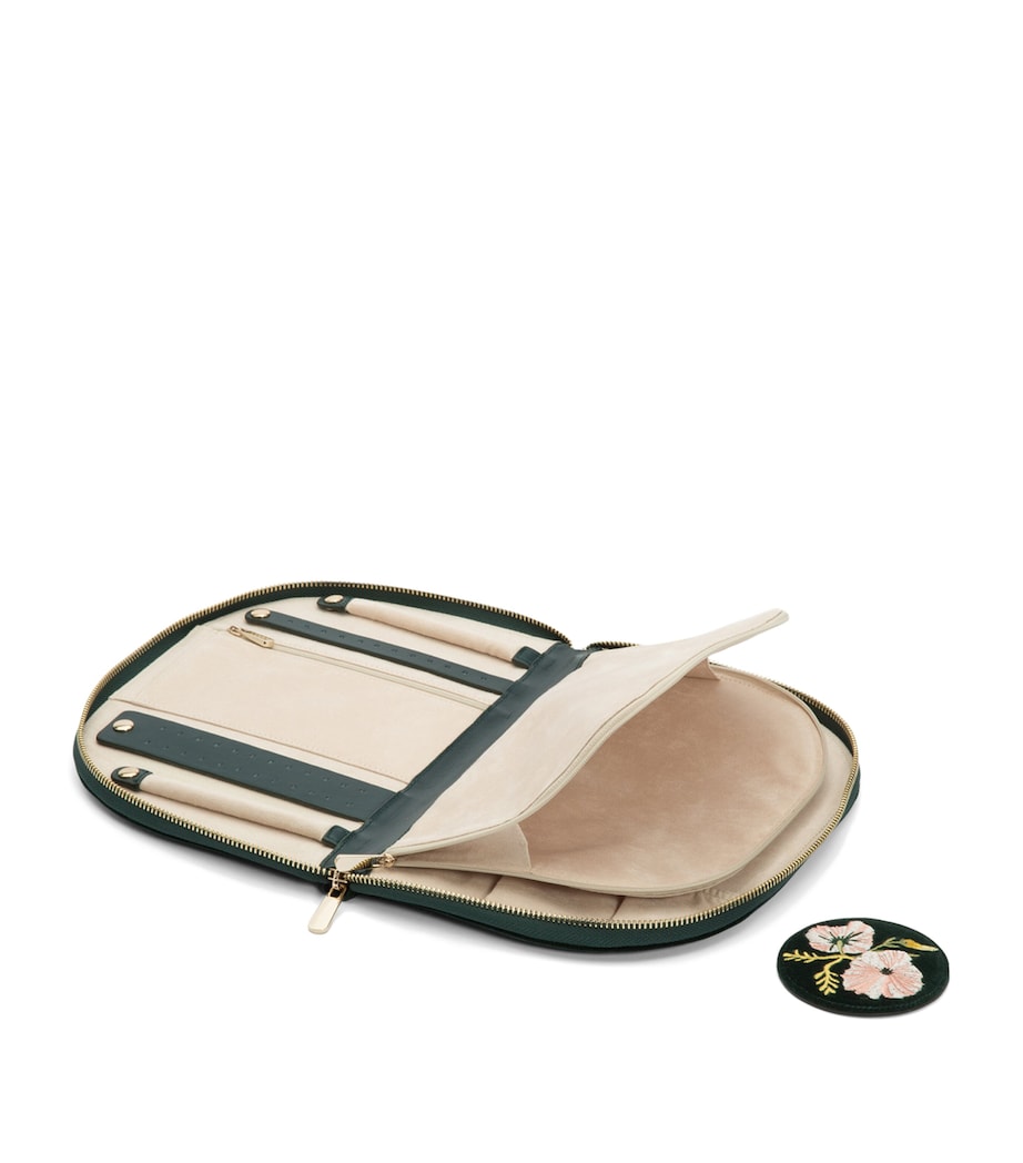 Embroidered Zoe Zip-Up Jewellery Case VERT Image 3