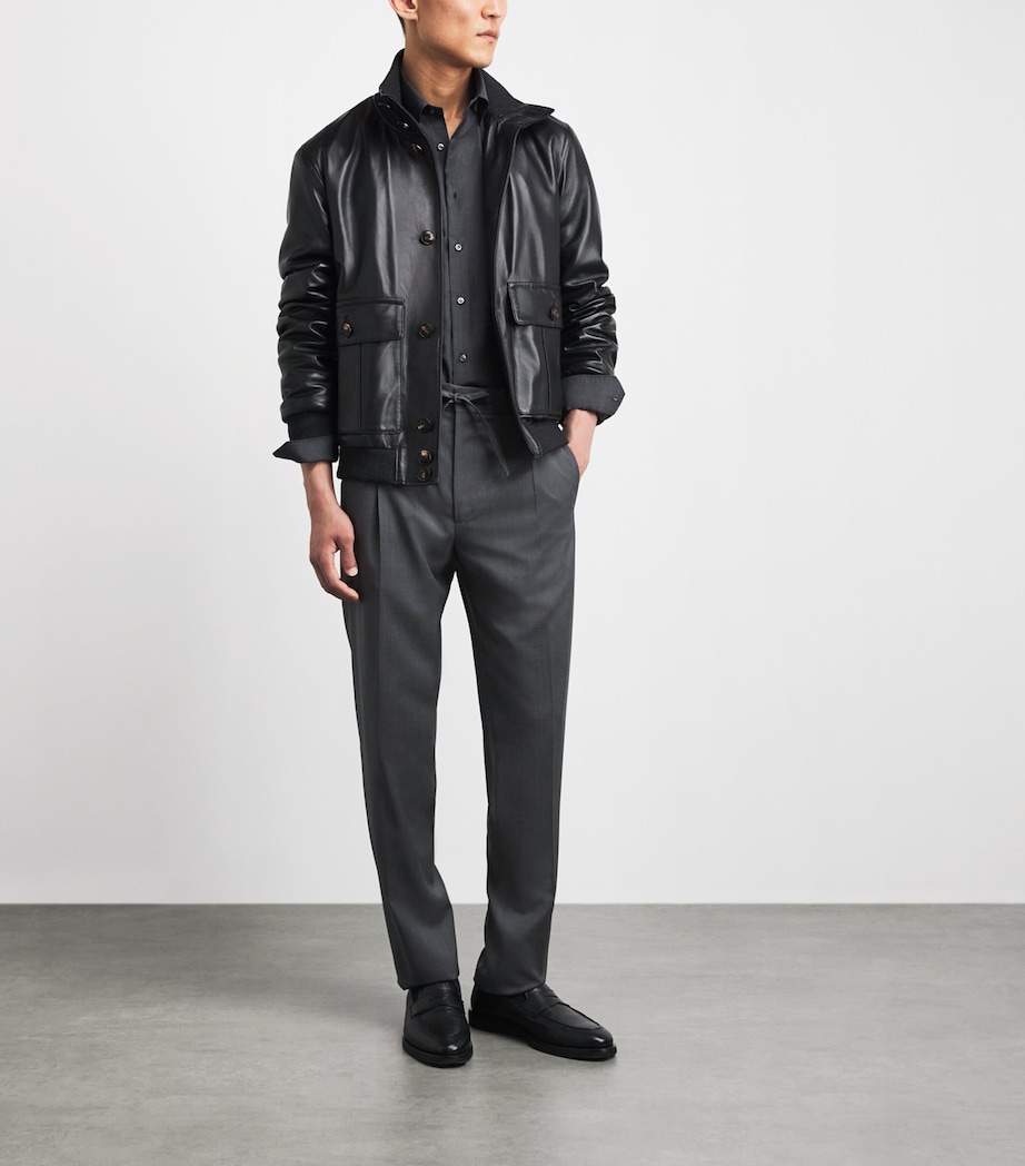 Pal Zileri Mens Wool Shirt Dark Grey Image 2