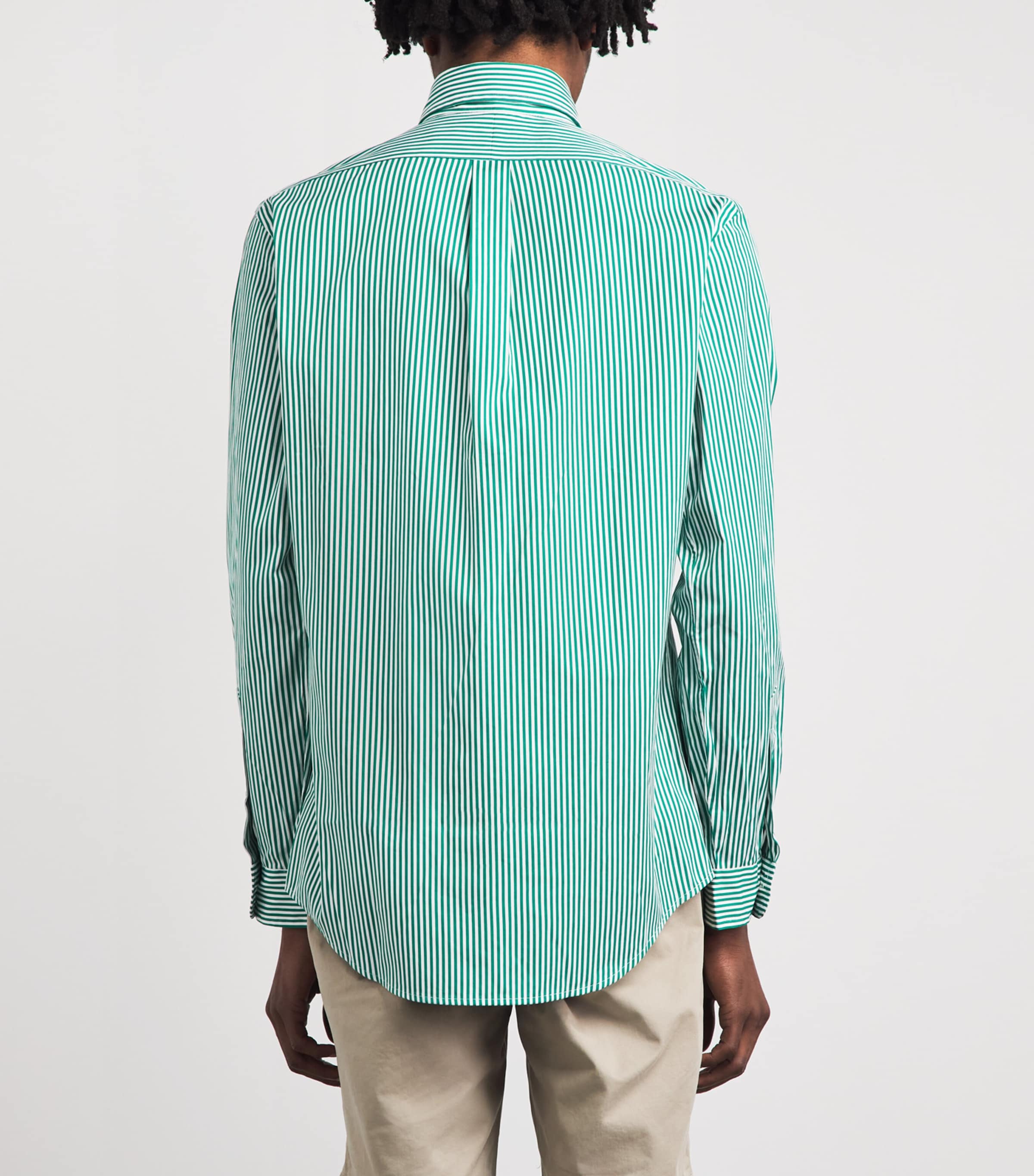 Polo Ralph Lauren Mens Cotton Poplin Custom Fit Stripe Shirt Wht Erin Green Image 5
