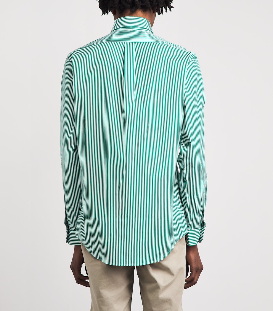 Polo Ralph Lauren Mens Cotton Poplin Custom Fit Stripe Shirt Wht Erin Green Image 5
