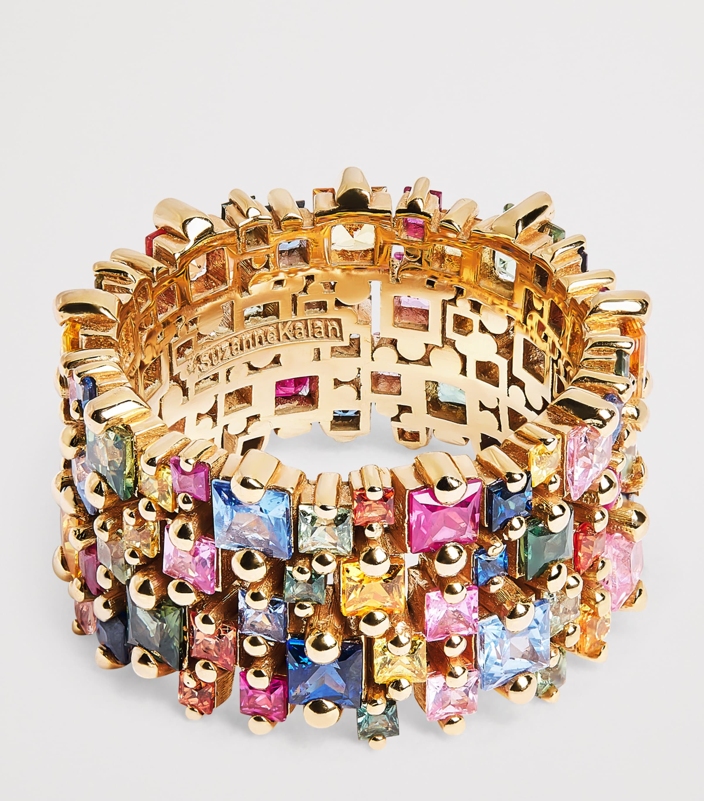 Suzanne Kalan Rose Gold and Rainbow Sapphire Princess Eternity Ring Yg/white Diamond Image 4
