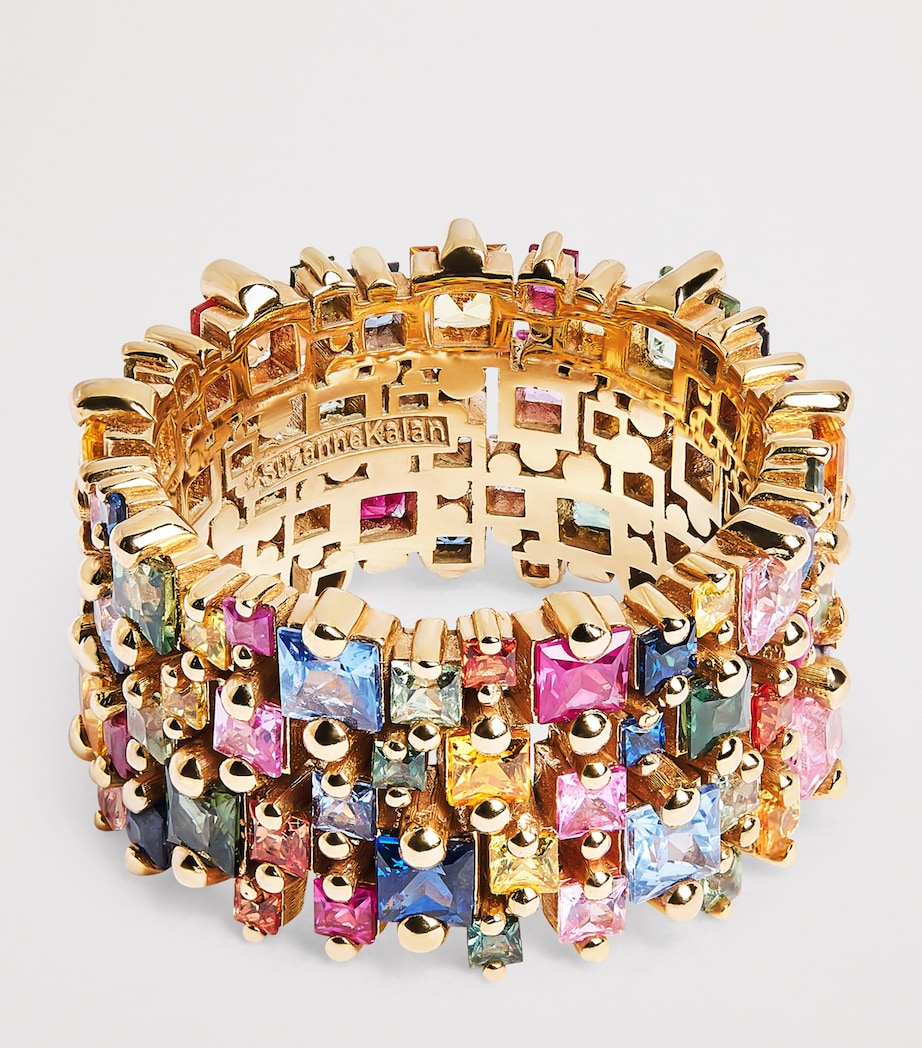 Suzanne Kalan Rose Gold and Rainbow Sapphire Princess Eternity Ring Yg/white Diamond Image 4