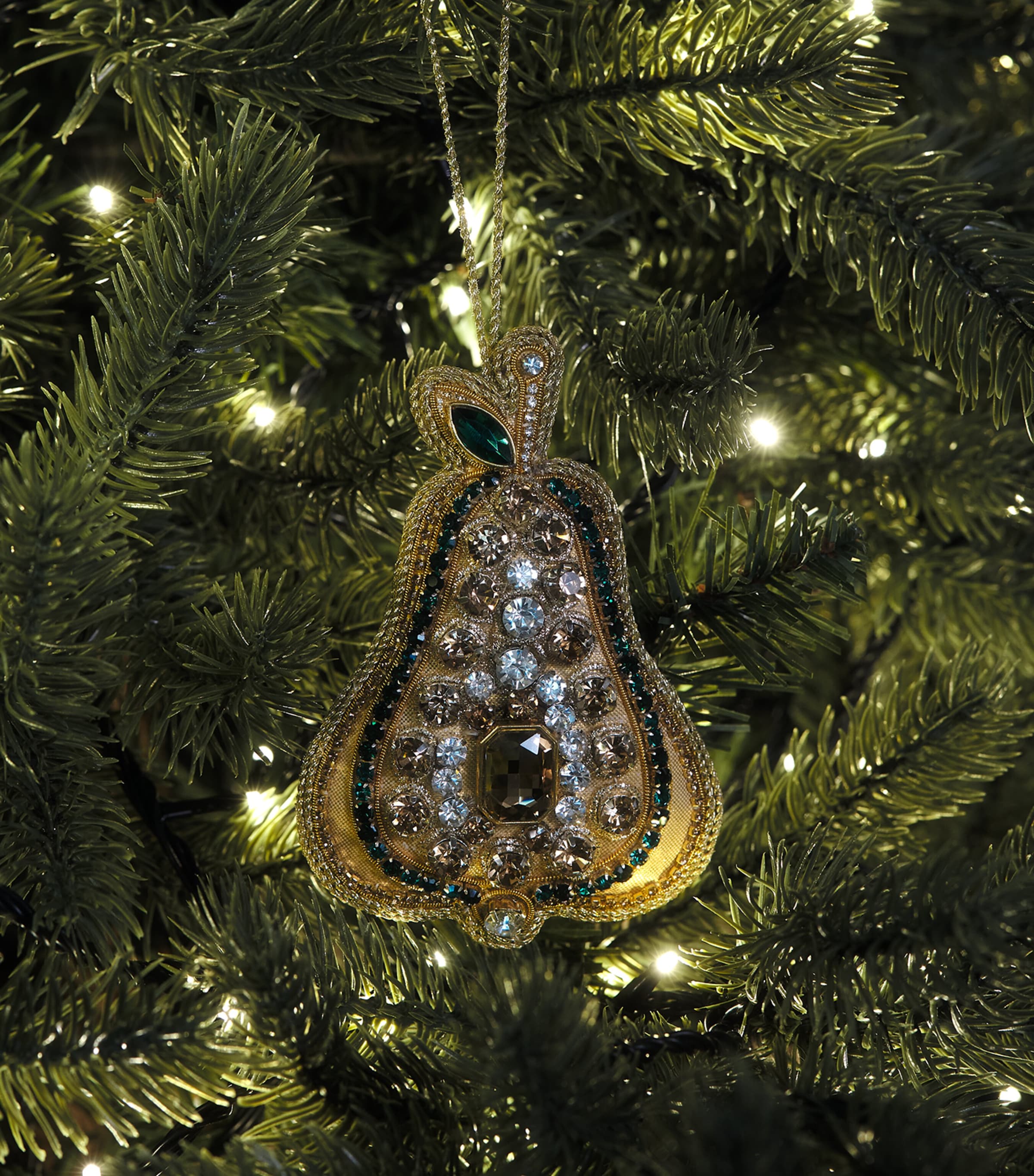 Tinker Tailor Bead and Crystal-Embellished Pear Tree Decoration Gold & Green Image 3