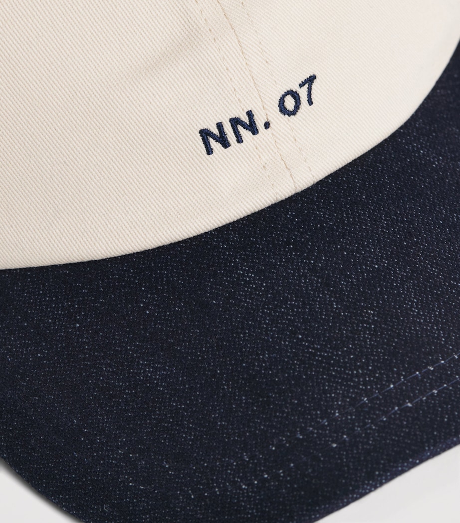 NN.07 Cotton Logo Baseball Cap Raw Indigo Image 4
