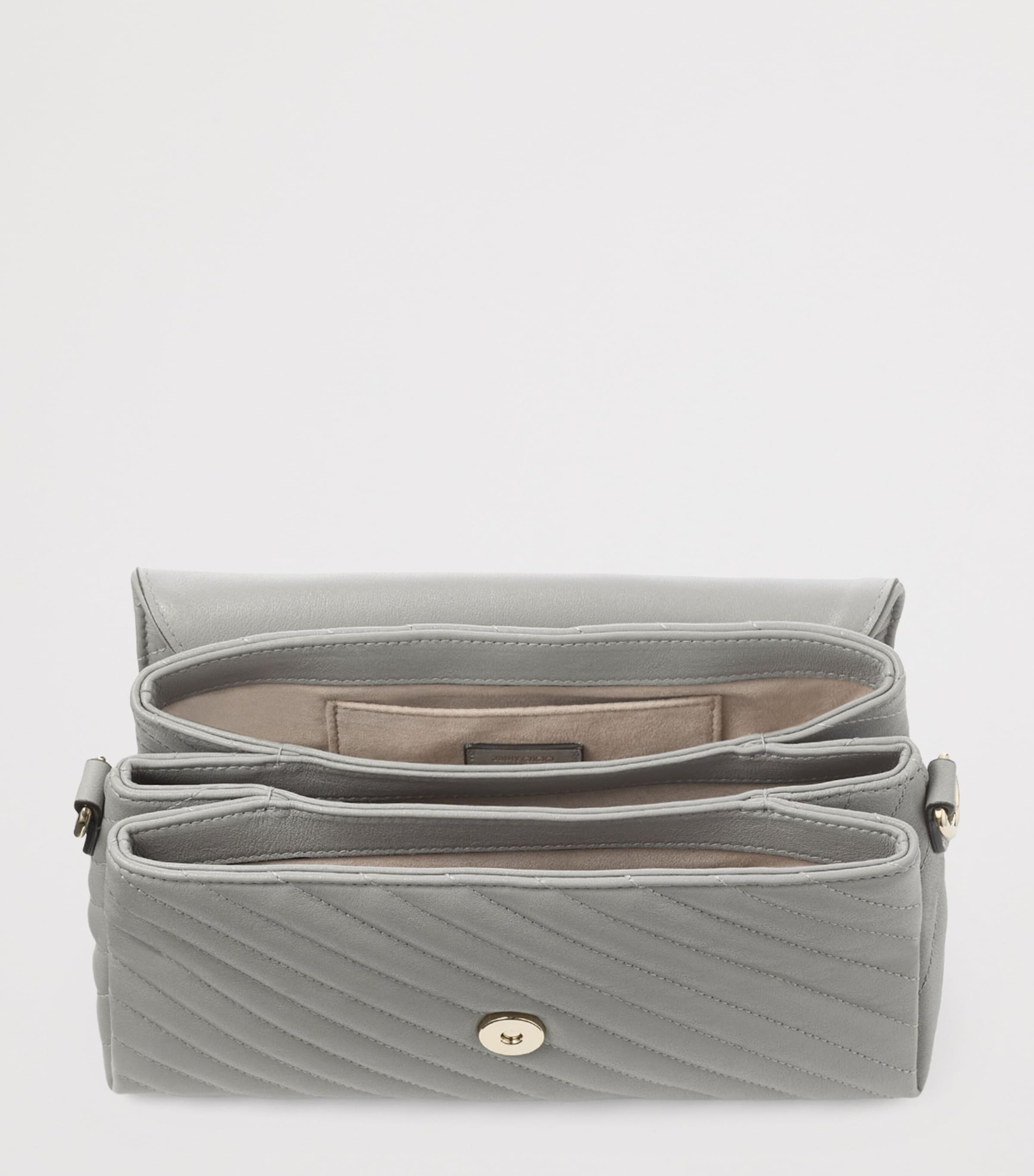 Leather Curve Top-Handle Bag DOVE/SHINY GOLD Image 4