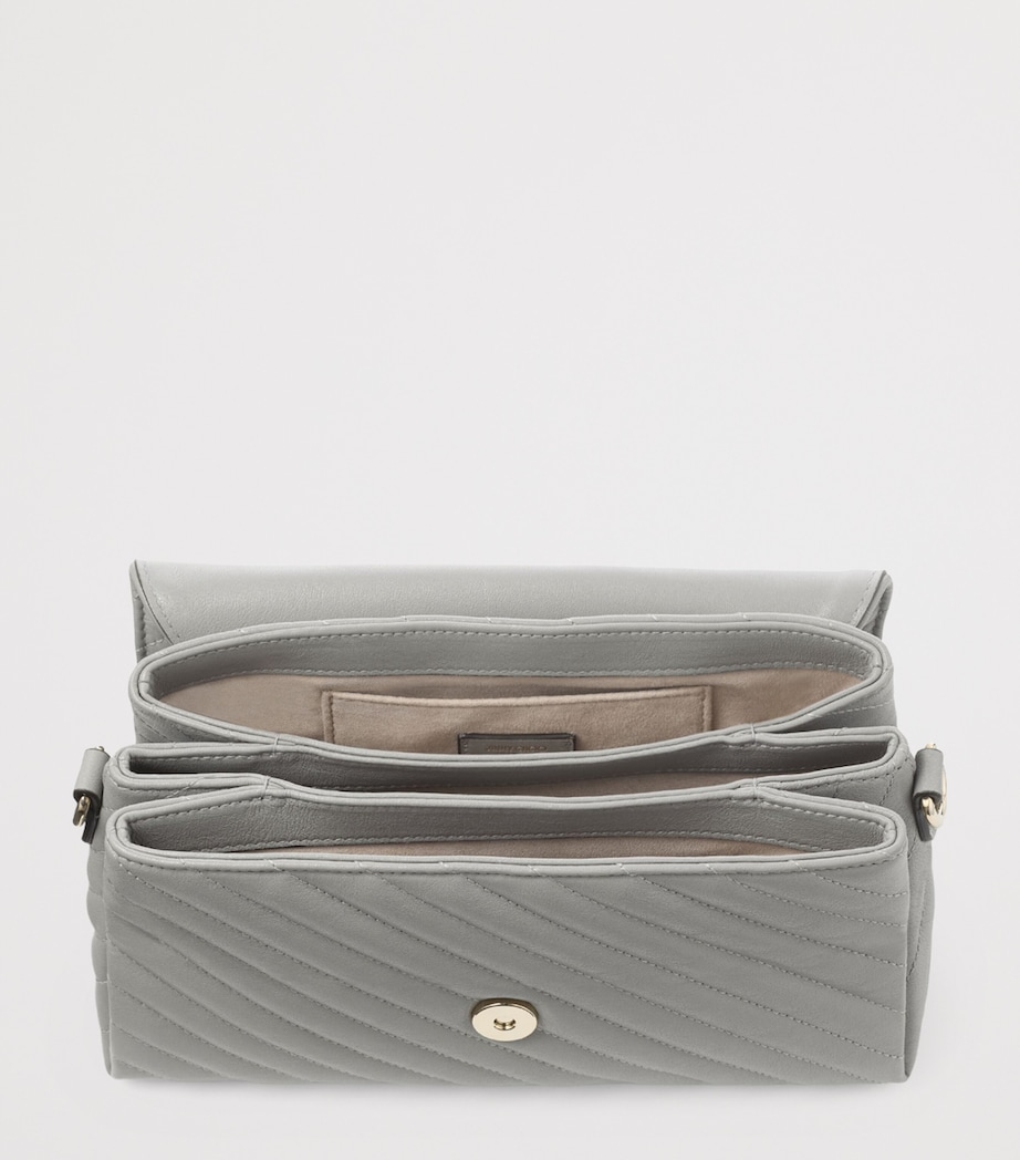 Leather Curve Top-Handle Bag DOVE/SHINY GOLD Image 4