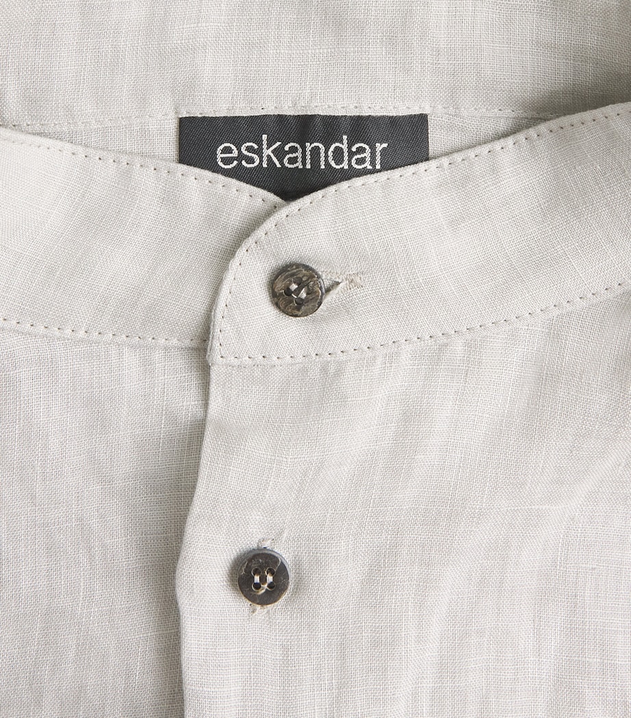 Eskandar Womens Linen Collarless Shirt Silvertint Image 6