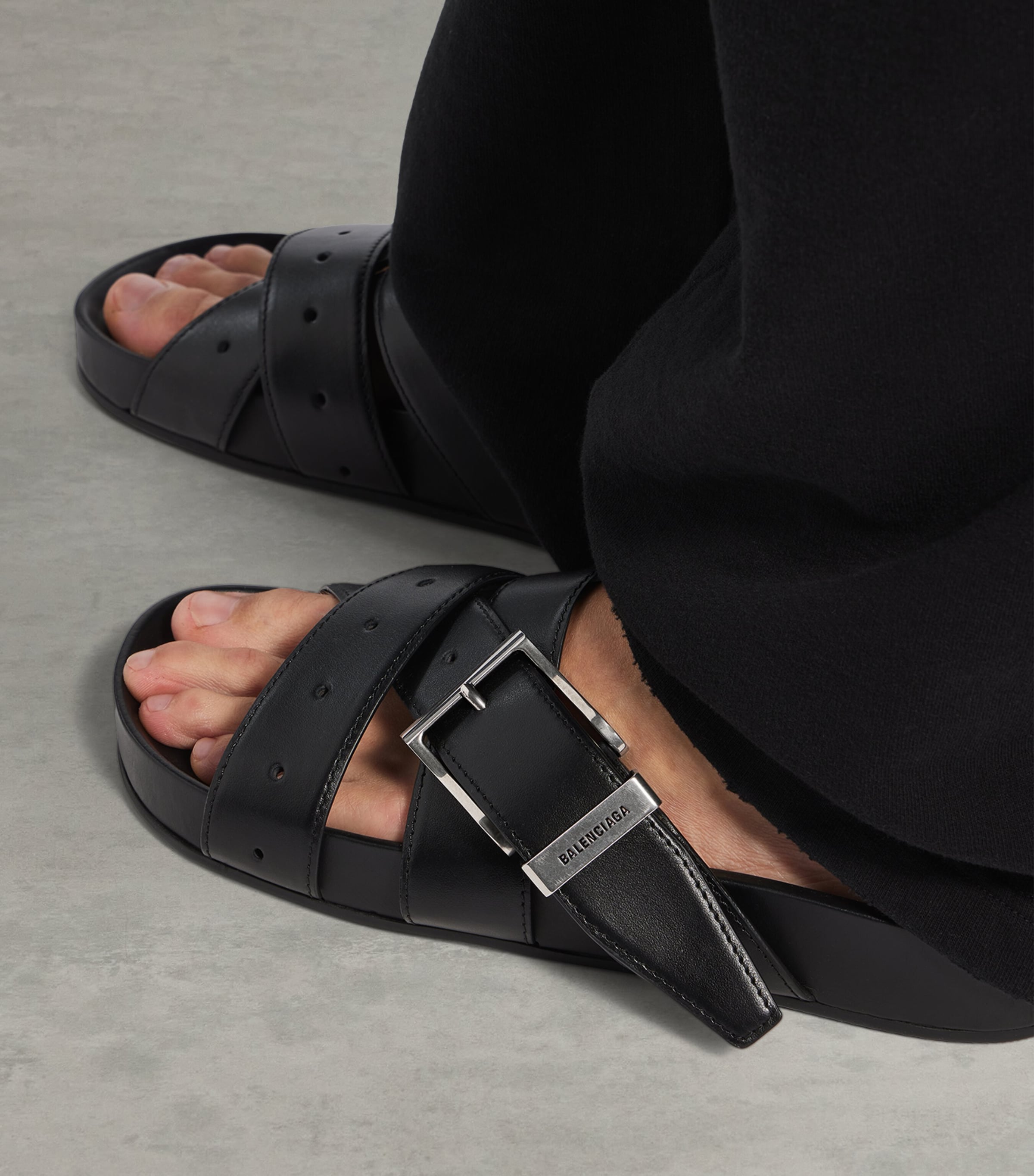 Balenciaga Calfskin Belt Mules Image 3