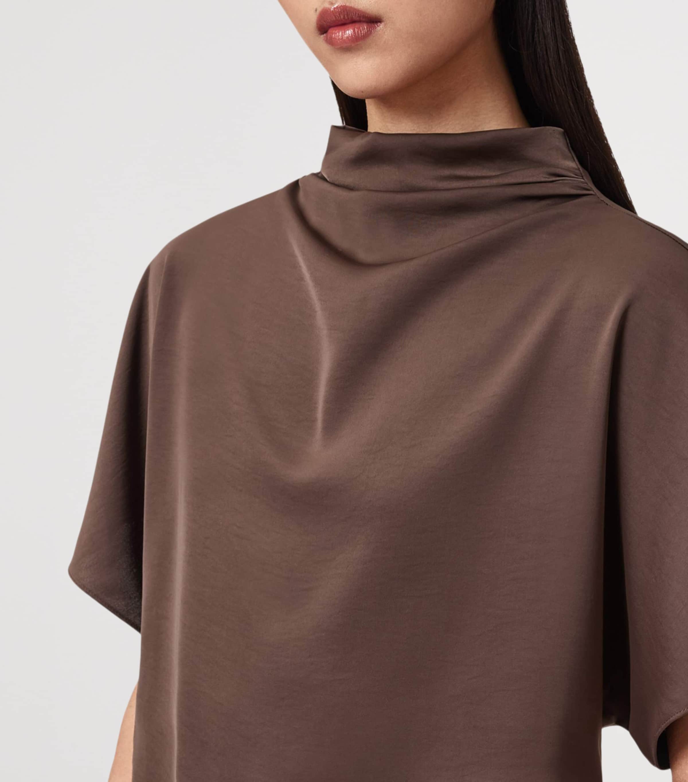 AllSaints Womens Draped Leslie Top Pot Brown Image 5