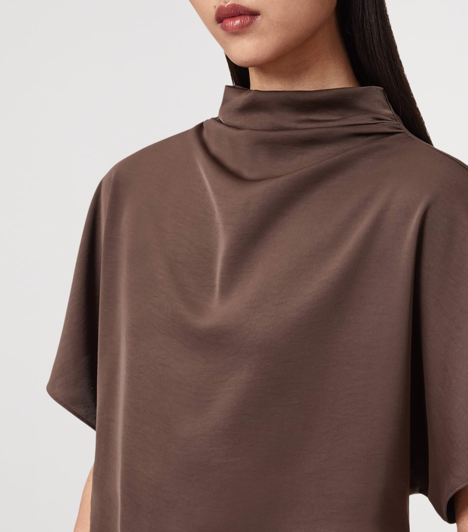 AllSaints Womens Draped Leslie Top Pot Brown Image 5