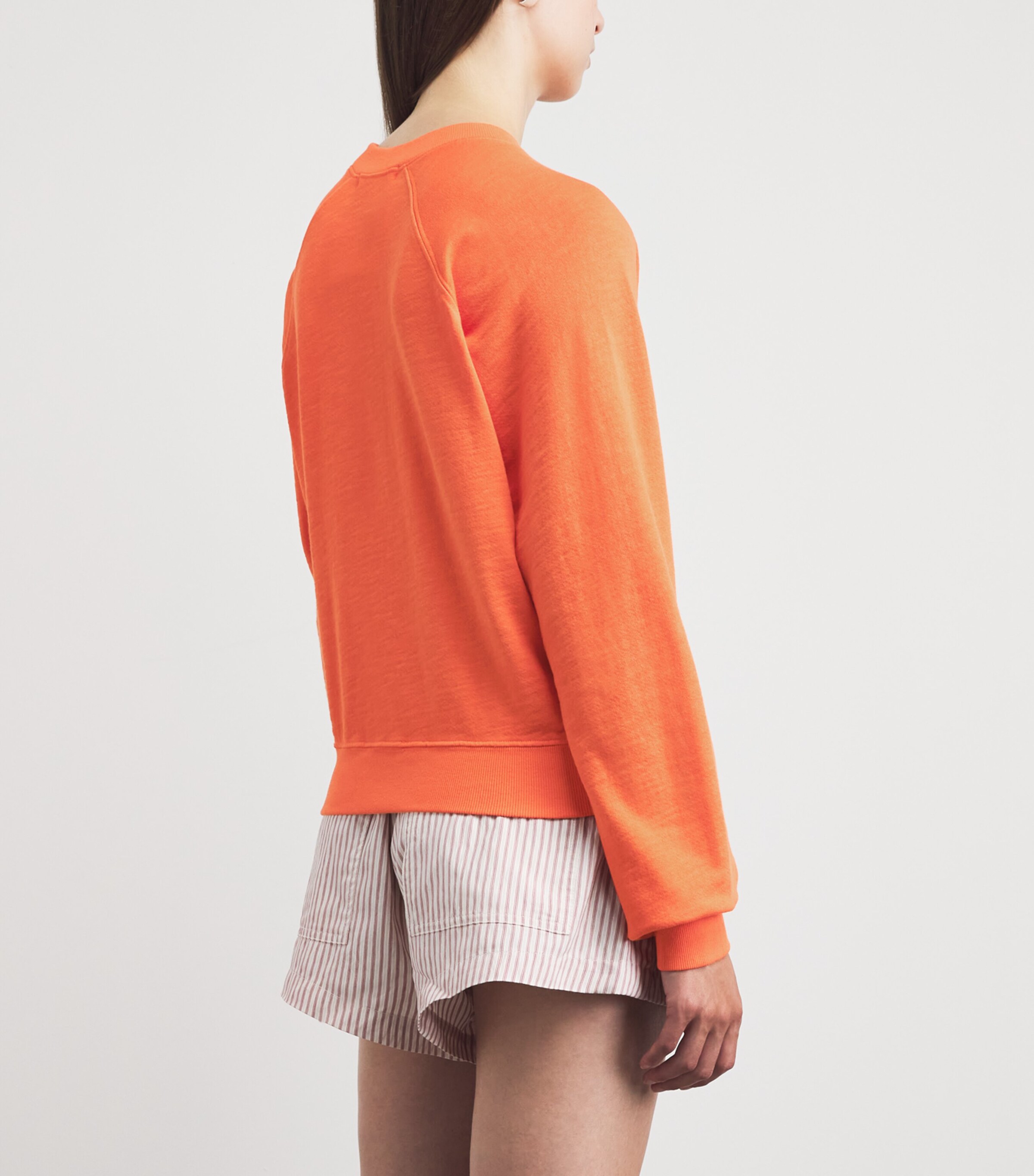 ÉTERNE Womens Cotton Shrunken Raglan Sweatshirt Papaya Image 5