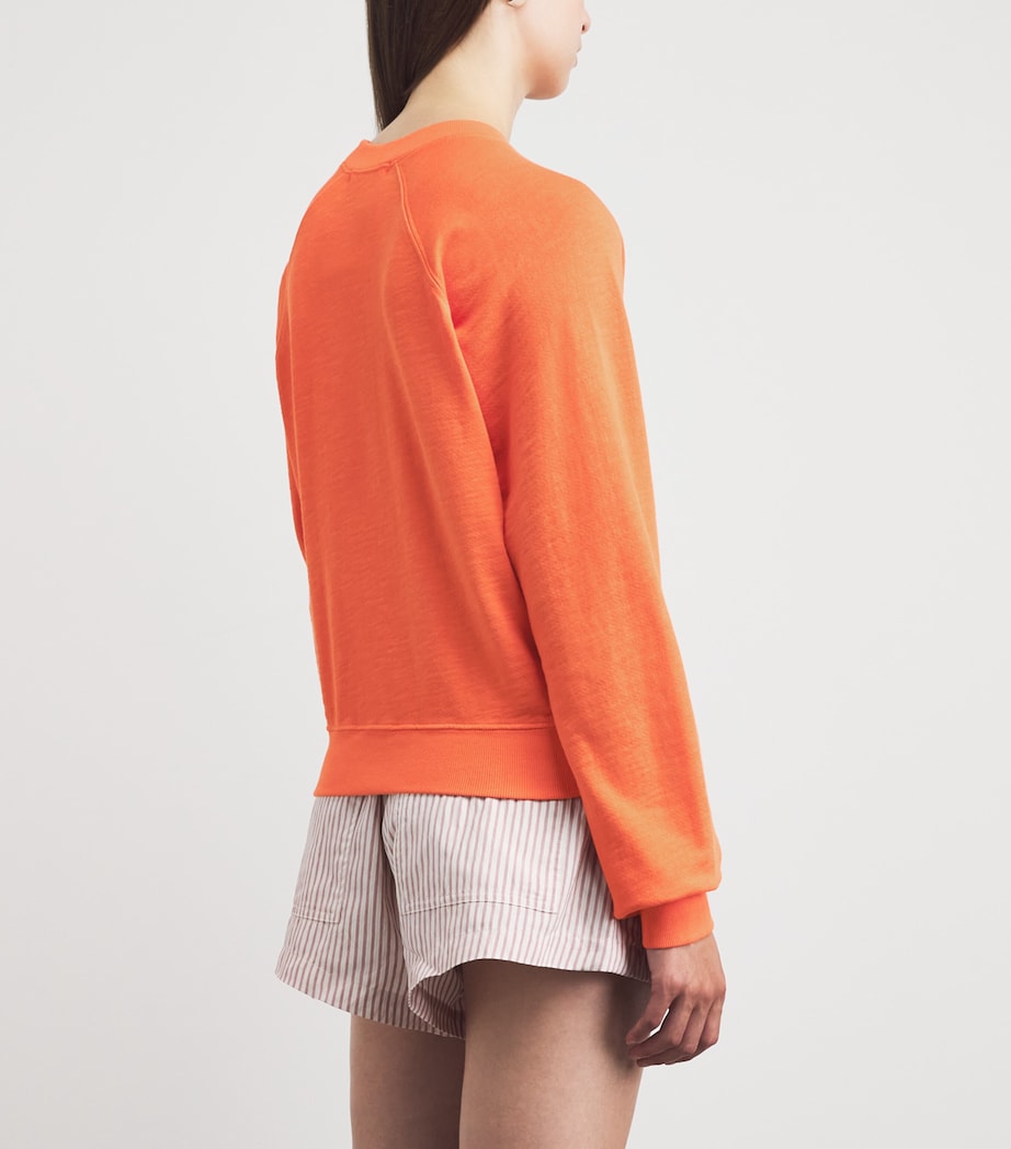 ÉTERNE Womens Cotton Shrunken Raglan Sweatshirt Papaya Image 5