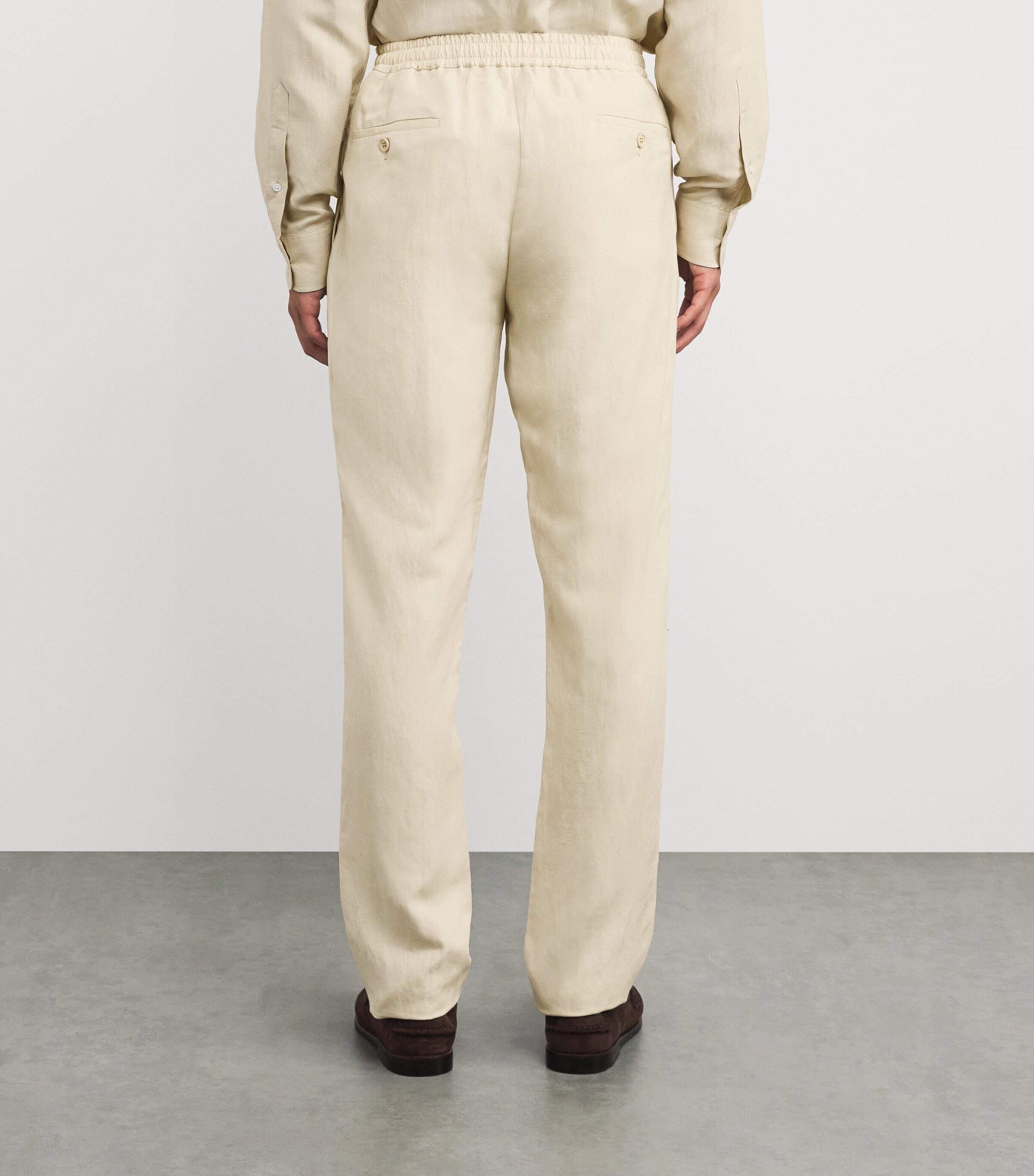 Ralph Lauren Purple Label Mens Linen Davis Trousers Limestone Image 4