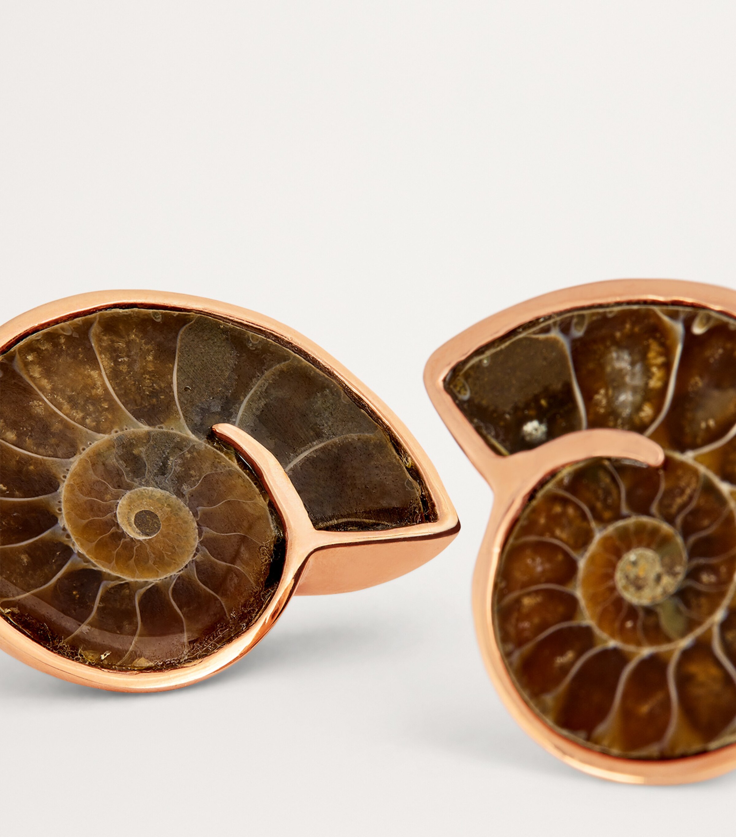 Tateossian Sterling Silver and Fossilised Ammonite Cufflinks Gold Image 6