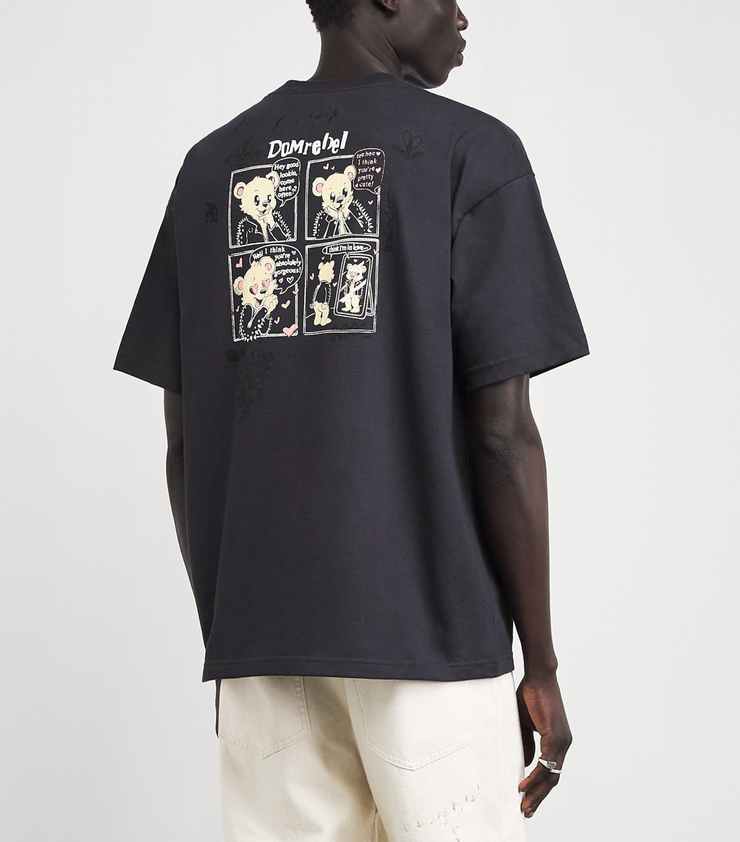 DOMREBEL Mens Cotton in Love With Myself T-Shirt Old Black Image 5