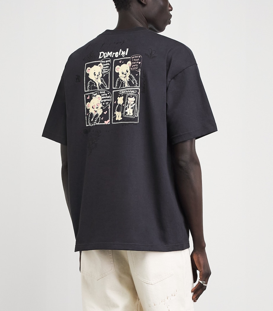 DOMREBEL Mens Cotton in Love With Myself T-Shirt Old Black Image 5