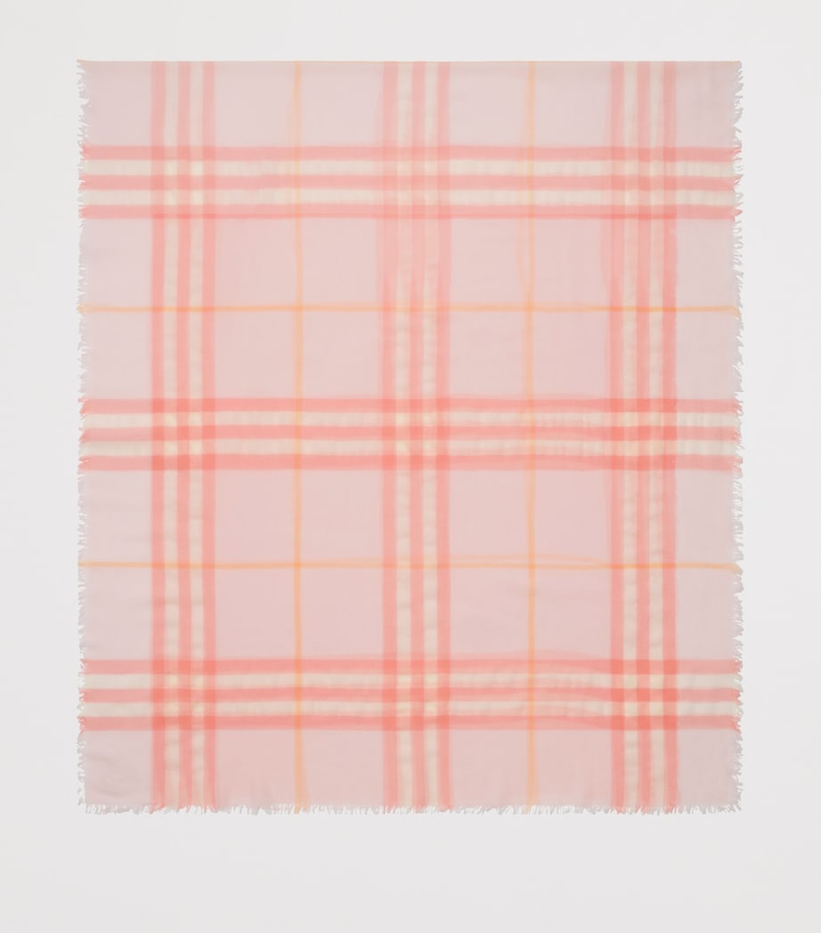 Wool Wide Check Scarf SUGAR PINK Image 6