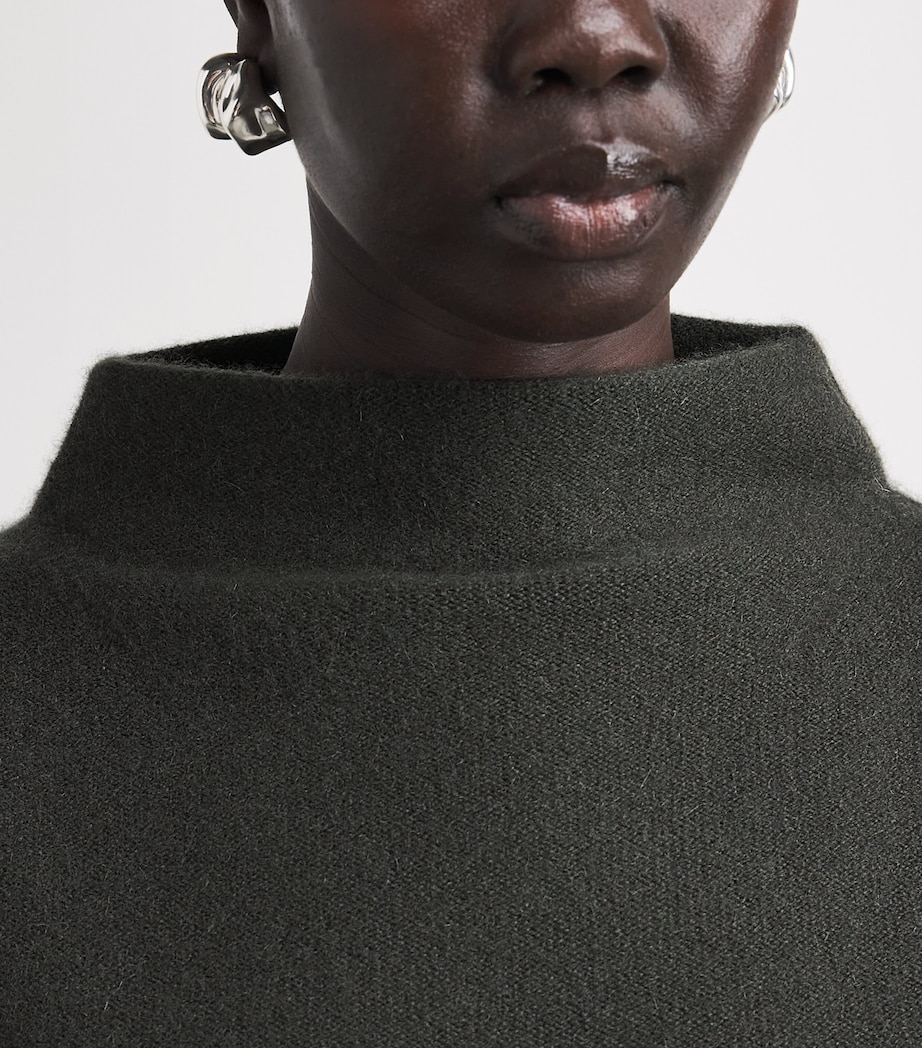Vince Womens Cashmere Funnel-Neck Sweater Dark Moss Image 3