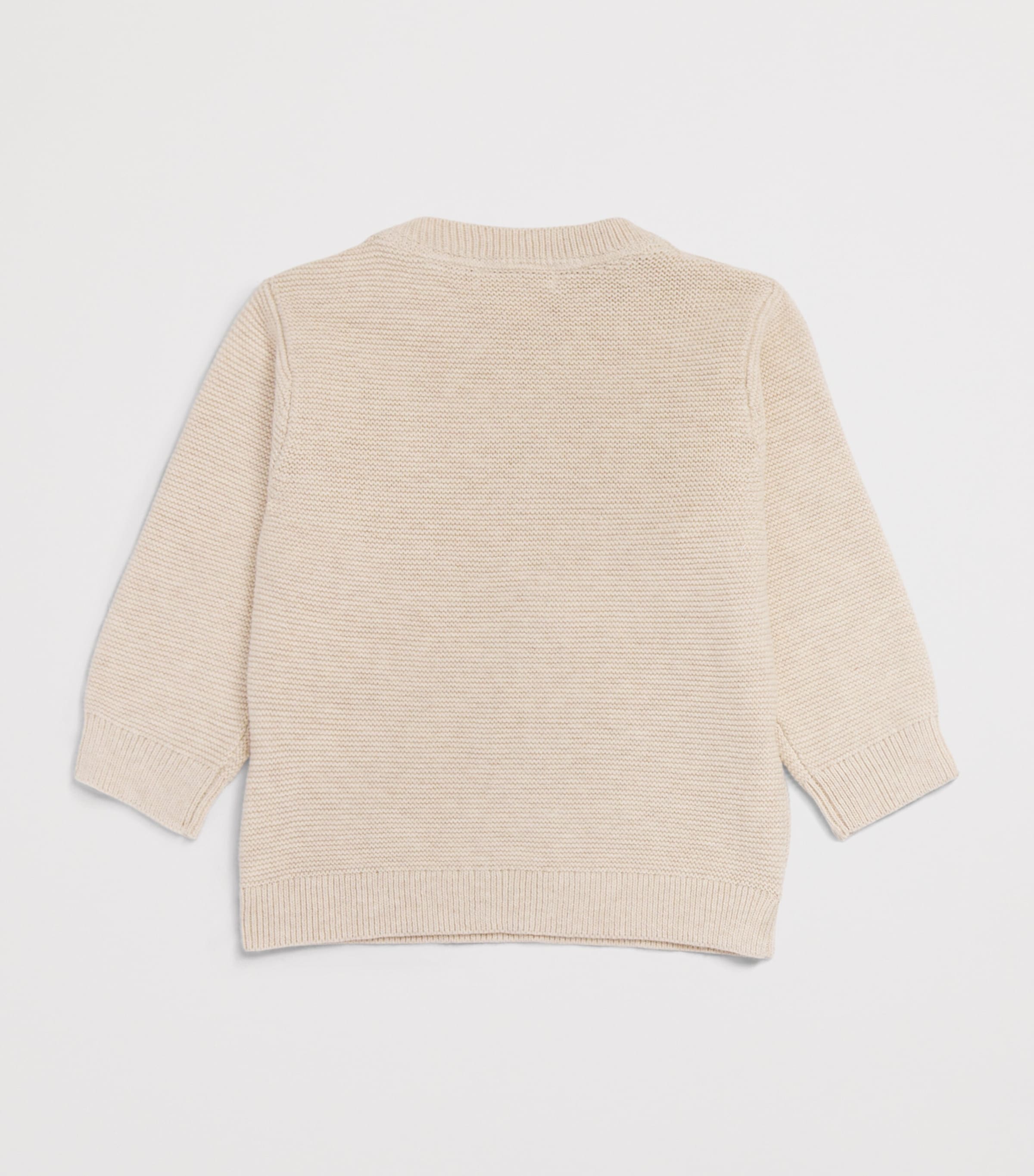 Purebaby Cotton-Wool Embroidered Woodland Sweater (0-12 Months) Whtme Wheat Melange Image 2