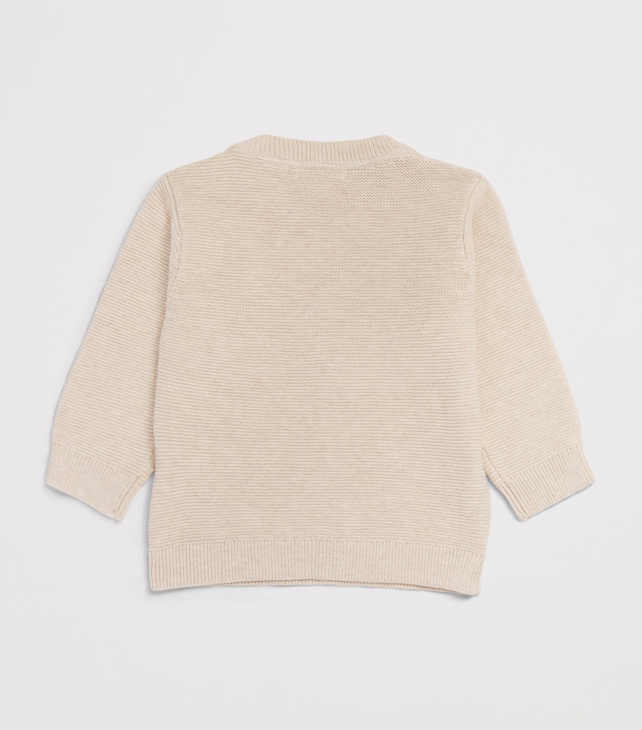 Purebaby Cotton-Wool Embroidered Woodland Sweater (0-12 Months) Whtme Wheat Melange Image 2
